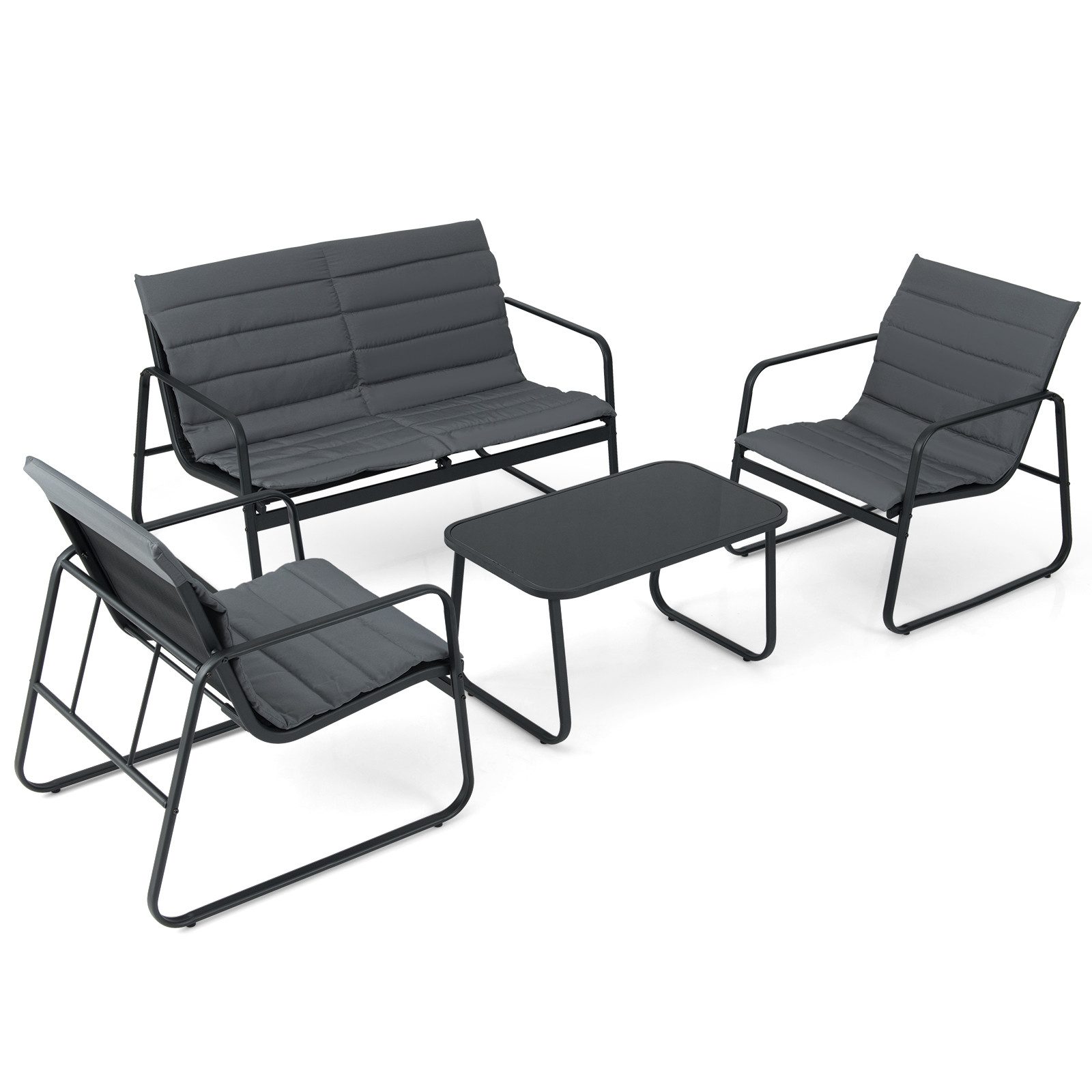 KOMFOTTEU Balkonset Gartenmöbel Set, (4-tlg), mit abnehmbarem Kissen