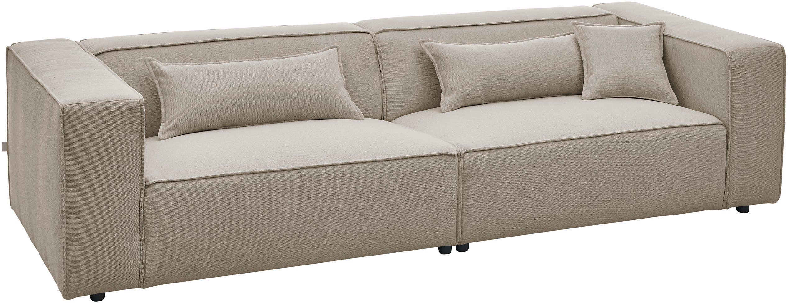 LeGer Home by Lena Gercke 3-Sitzer PIARA, Struktur u. Leinenoptik, Sofa mit Kedernaht, schwarze Füße, bequemer Sitzkomfort – Bild 5 von 5