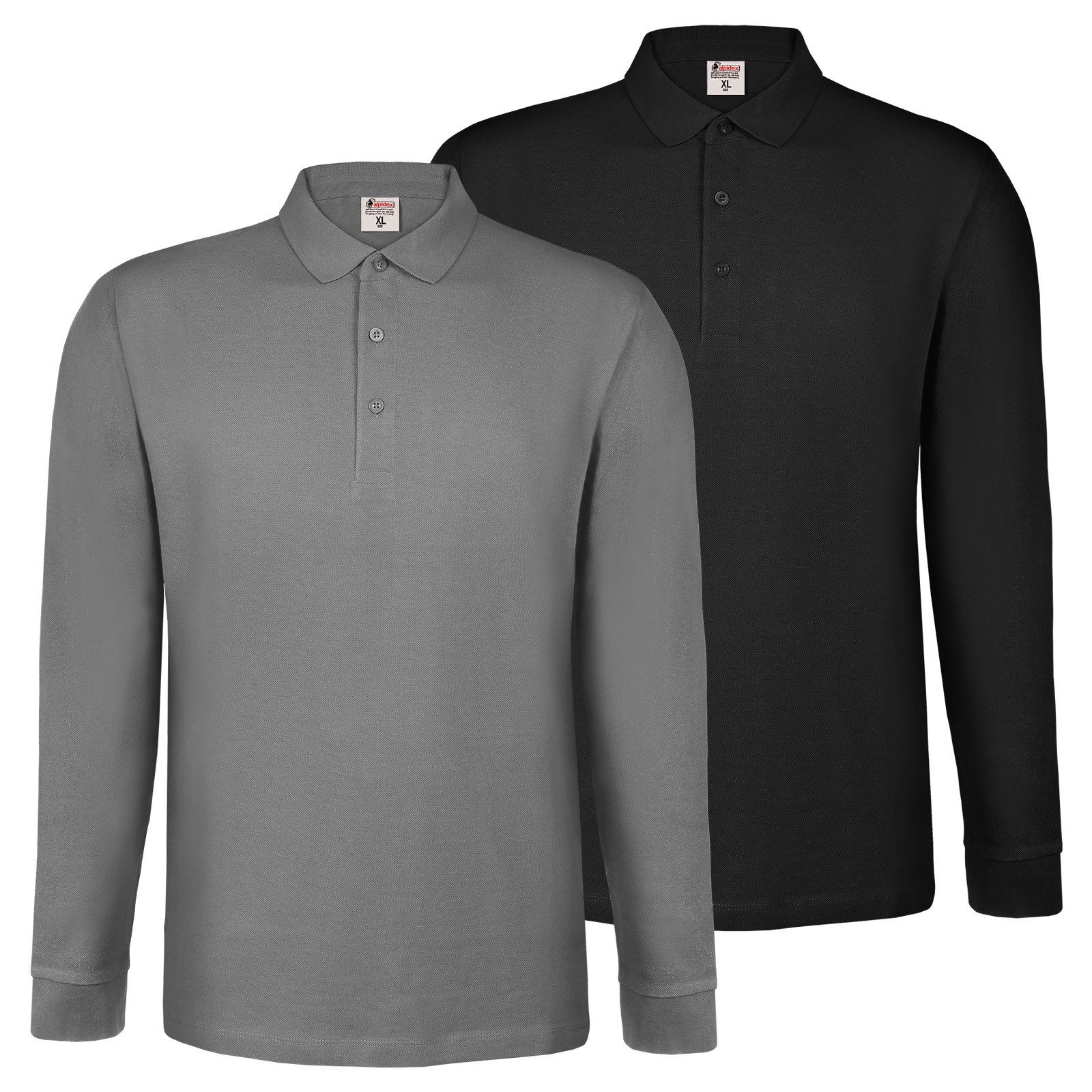 Langarm-Poloshirt ALPIDEX Herren Polo Shirts 2er Set Poloshirt Männer Hemd Langarm