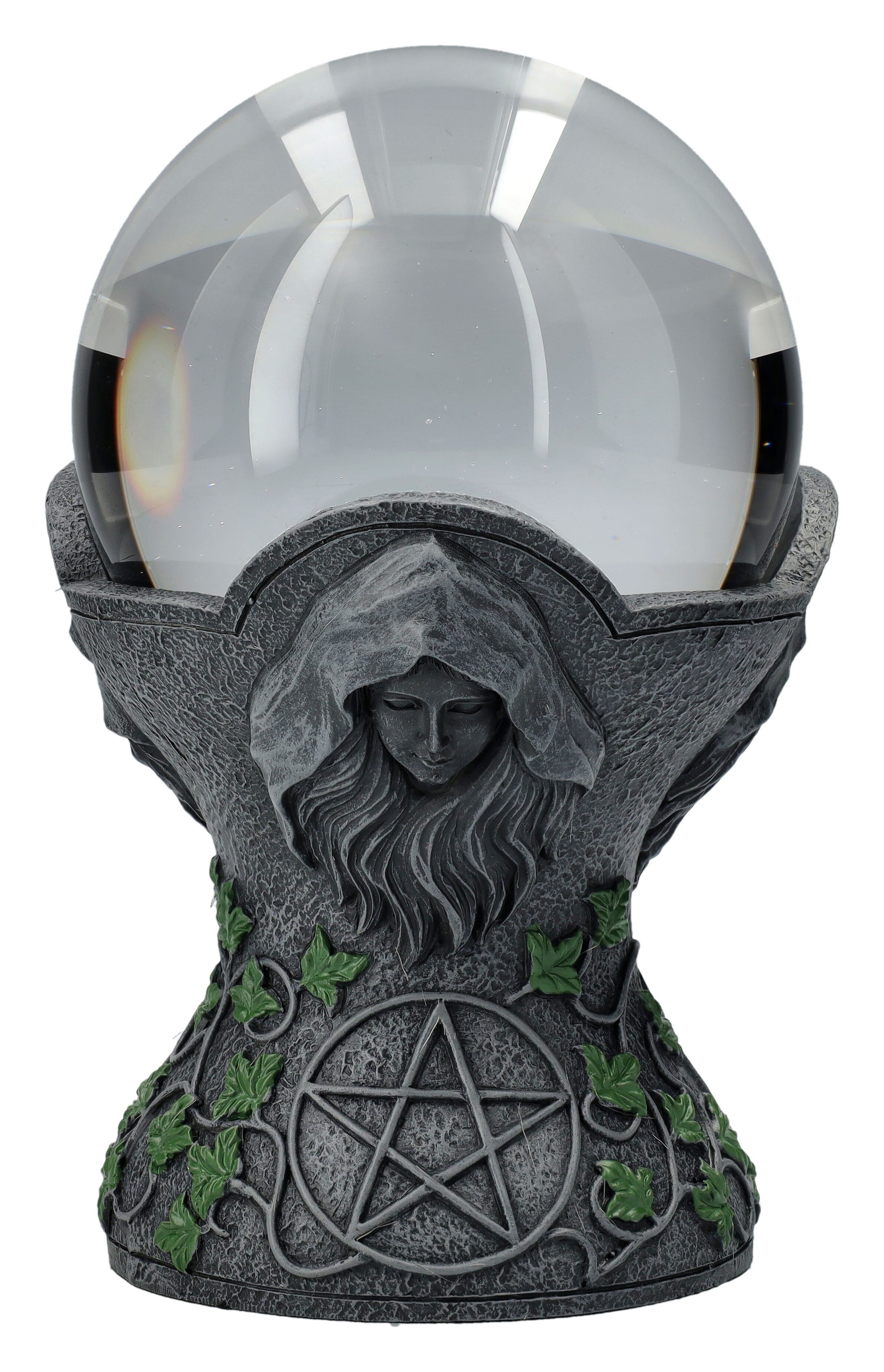 Figuren Shop GmbH Dekoobjekt Wahrsagerkugel Wicca - Jungfrau Mutter Altes Weib - Kristallkugel Deko