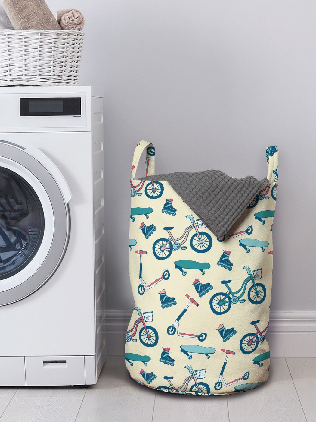 Abakuhaus Sport mit Wäschesäckchen Entwurf Wäschekorb Aktivität Kordelzugverschluss Wheeled für Waschsalons, Griffen