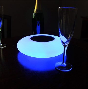 Arnusa LED Solarleuchte runde Solarlampe schwimmfähig Poolleuchte 25x6cm, Farbwechsel, LED fest integriert, Farbwechsler, Teichbeleuchtung Wellness Lampe Gartenleuchte