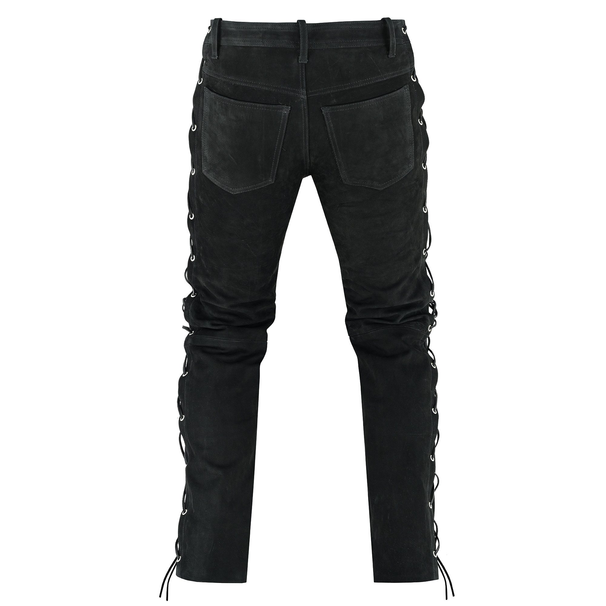BOHMBERG Lederhose Herren Nubuk Lederjeans, Seitliche Schnürung, Echtleder, Regular Fit – Bild 5 von 5