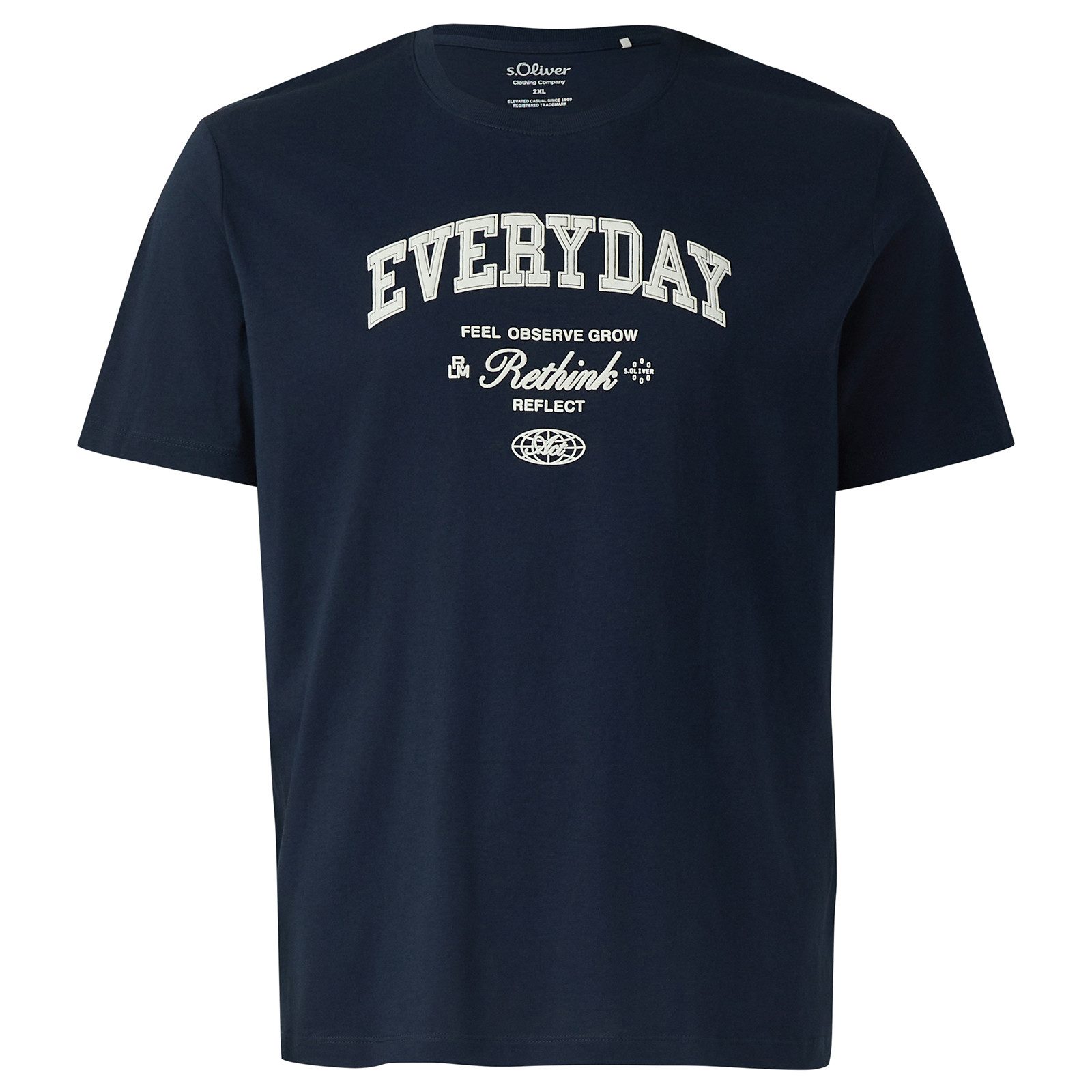 s.Oliver Rundhalsshirt s.Oliver Übergrößen T-Shirt navy Frontprint Everyday