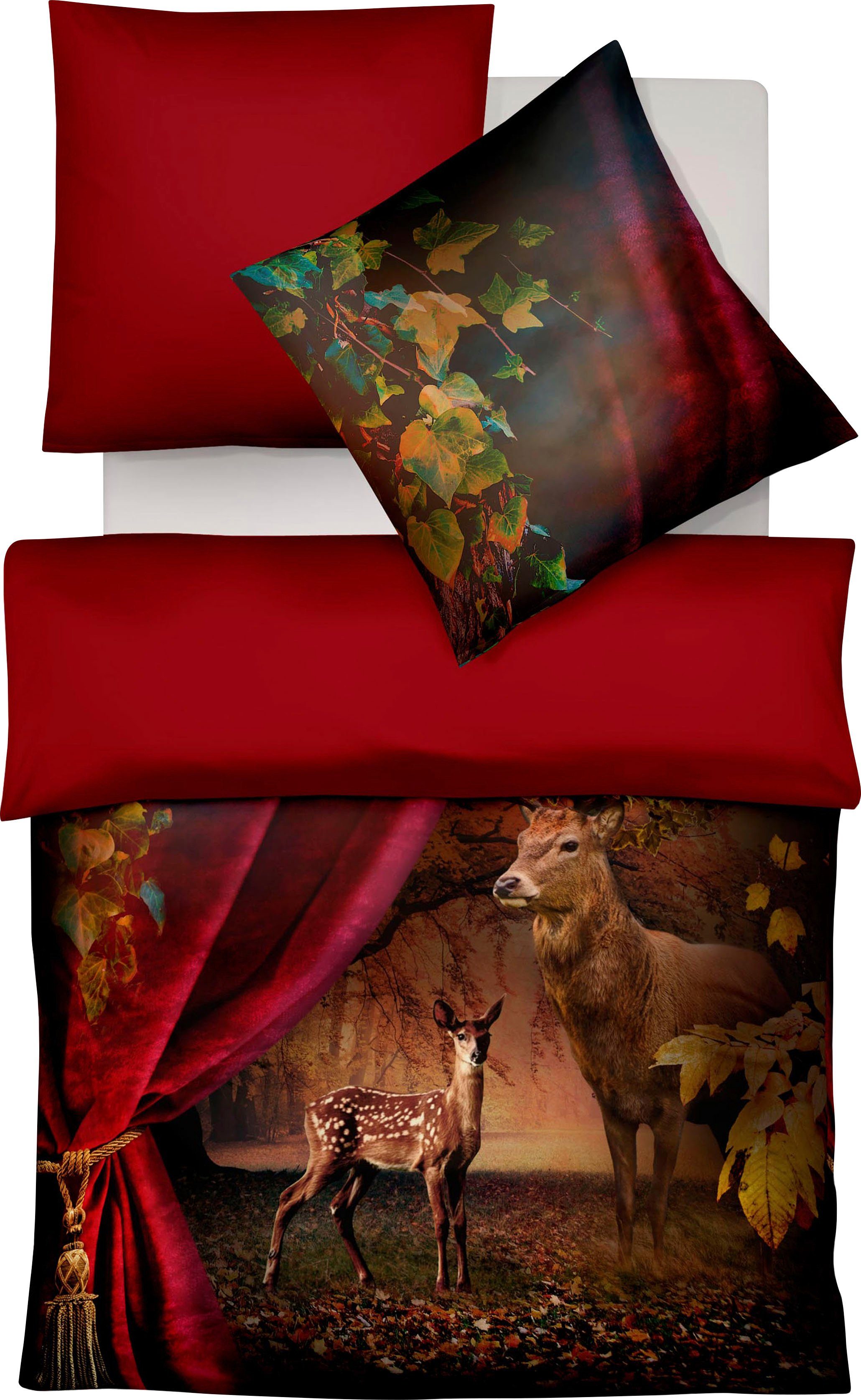 fleuresse Wendebettwäsche Bed Art S 3759, Mako-Satin, 3 teilig, Mako Satin, Baumwolle, in Gr. 135x200, 155x220, 200x200cm