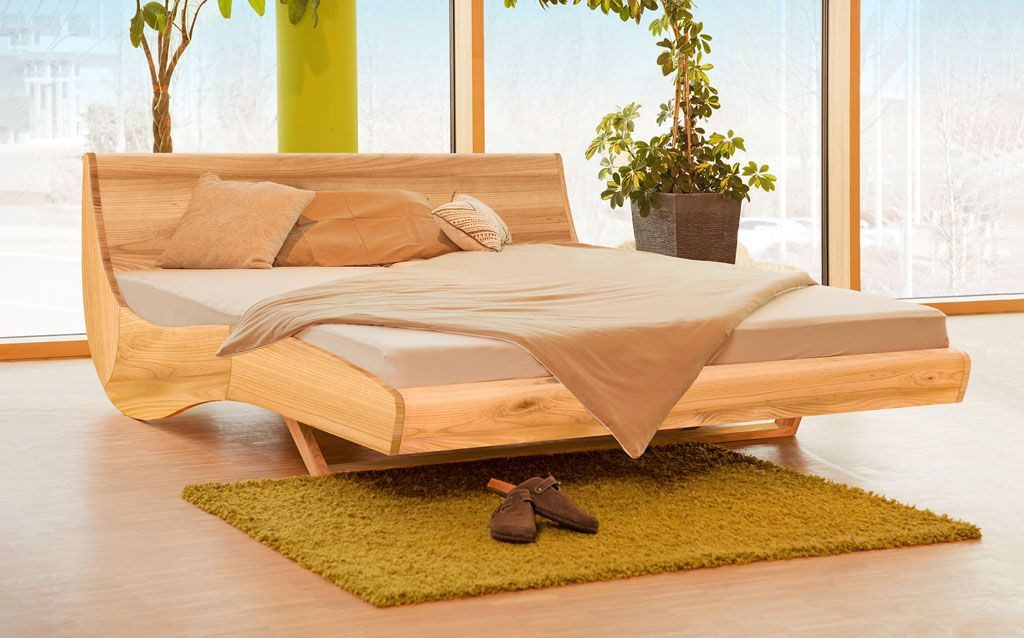 geborgenschlafen Massivholzbett aus Kirschbaum – "FLESSA" – Еко-товар & Handgefertigt (90–200×200–220 cm), Elegantes Kirschholz-Bett mit natürlicher Optik und Handwerksqualität