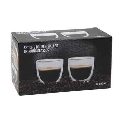 Neuetischkultur Tasse Doppelwandiges Glas 2er Set 100 ml, Glas, Teetasse Kaffeetasse Kaffeeglas