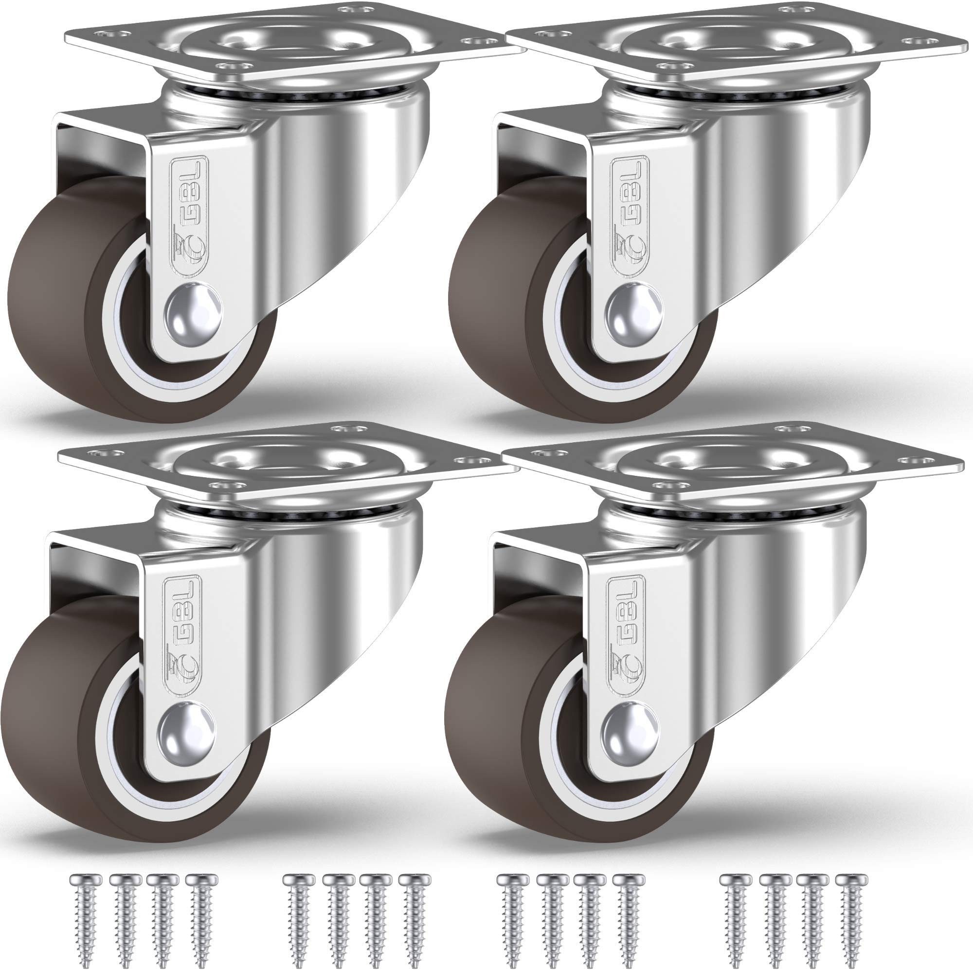 GBL Caster Wheels Möbelrolle GBL Möbelrollen 25 mm, 4 Rollen mit Bremse, 40 kg, Schrauben, (4-St)