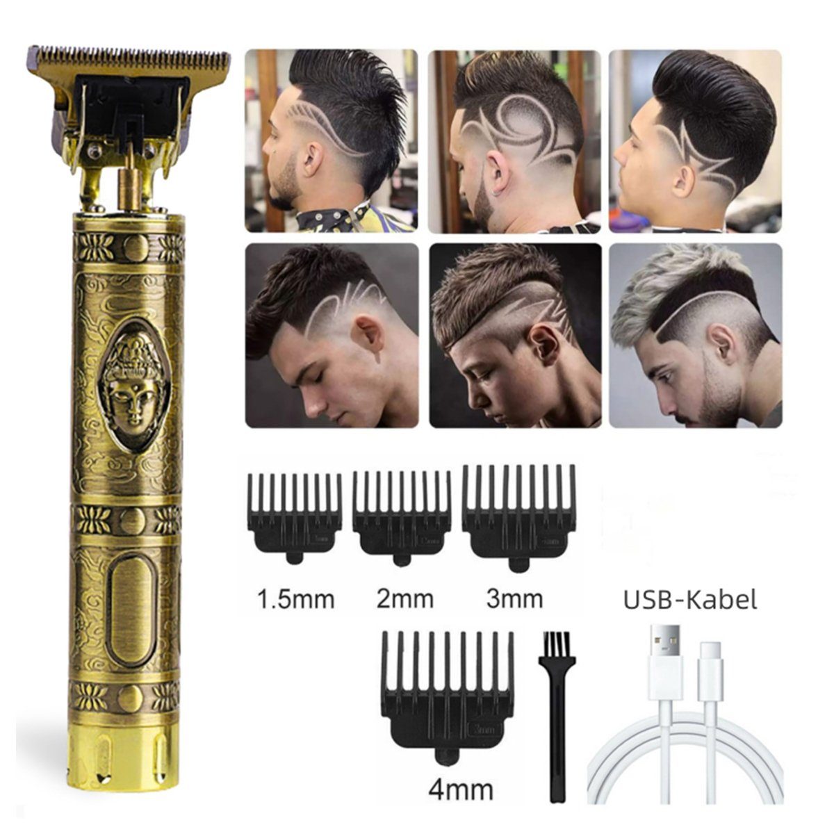 Hair Trimmer Buddha Bartschneider Haarschneider, 8-teilig Präzisionstrimmer MULISOFT