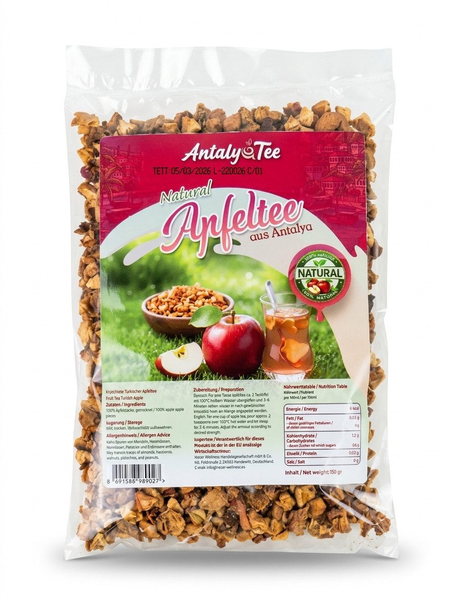 Tee Türkischer Apfeltee Früchtetee aus getrockneten Apfelstücken 150 g, fruchtig und natürlich im Geschmack