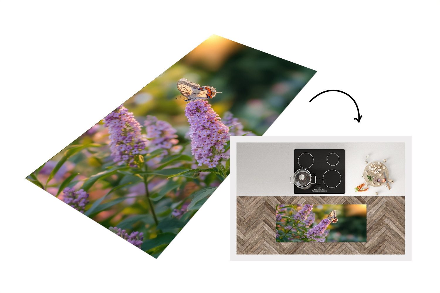 MuchoWow Küchenläufer Verschnörkelt - Schmetterling - günstig online kaufen