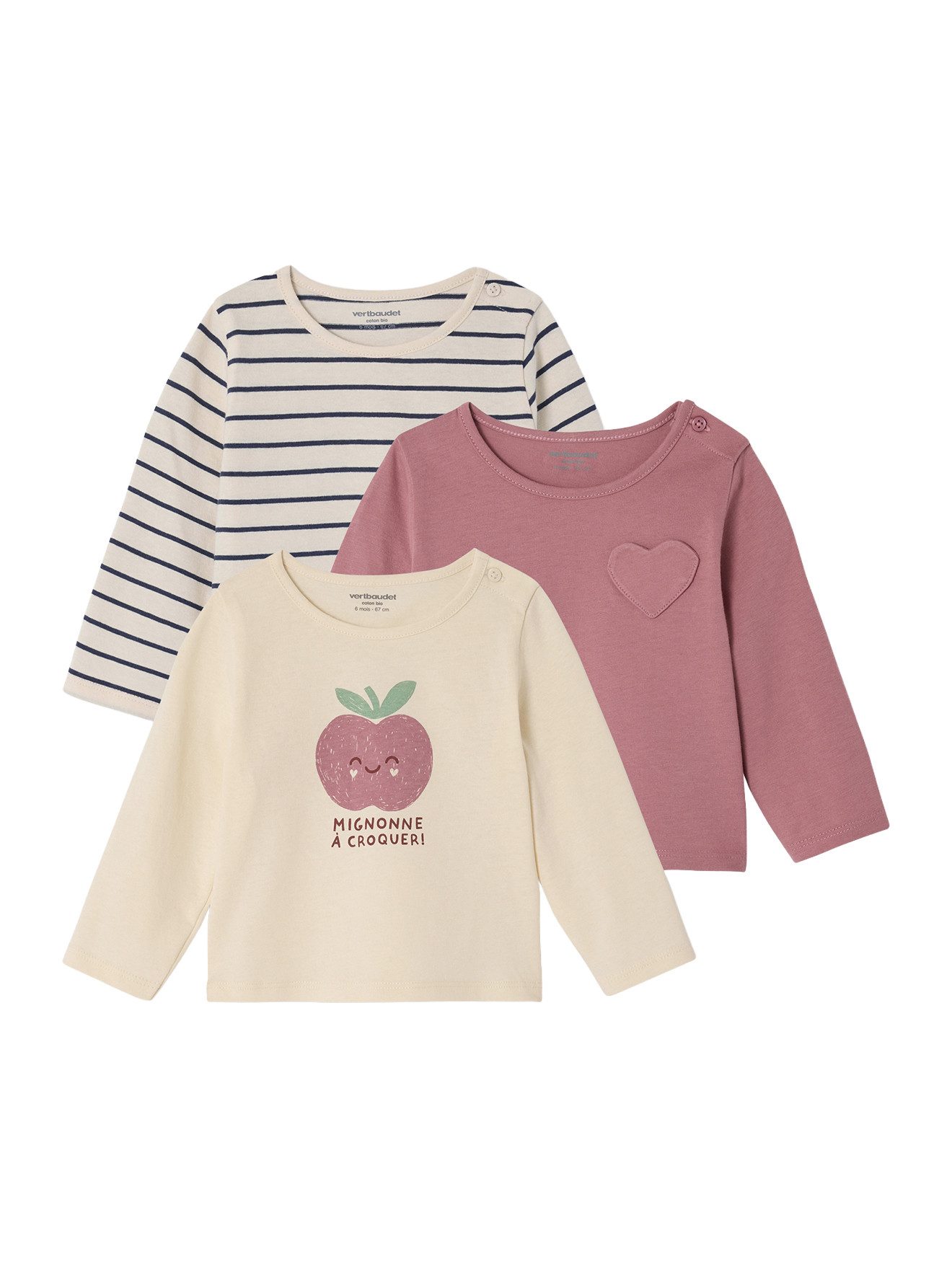 vertbaudet Langarmshirt Baby Shirts BASIC 3er-Pack