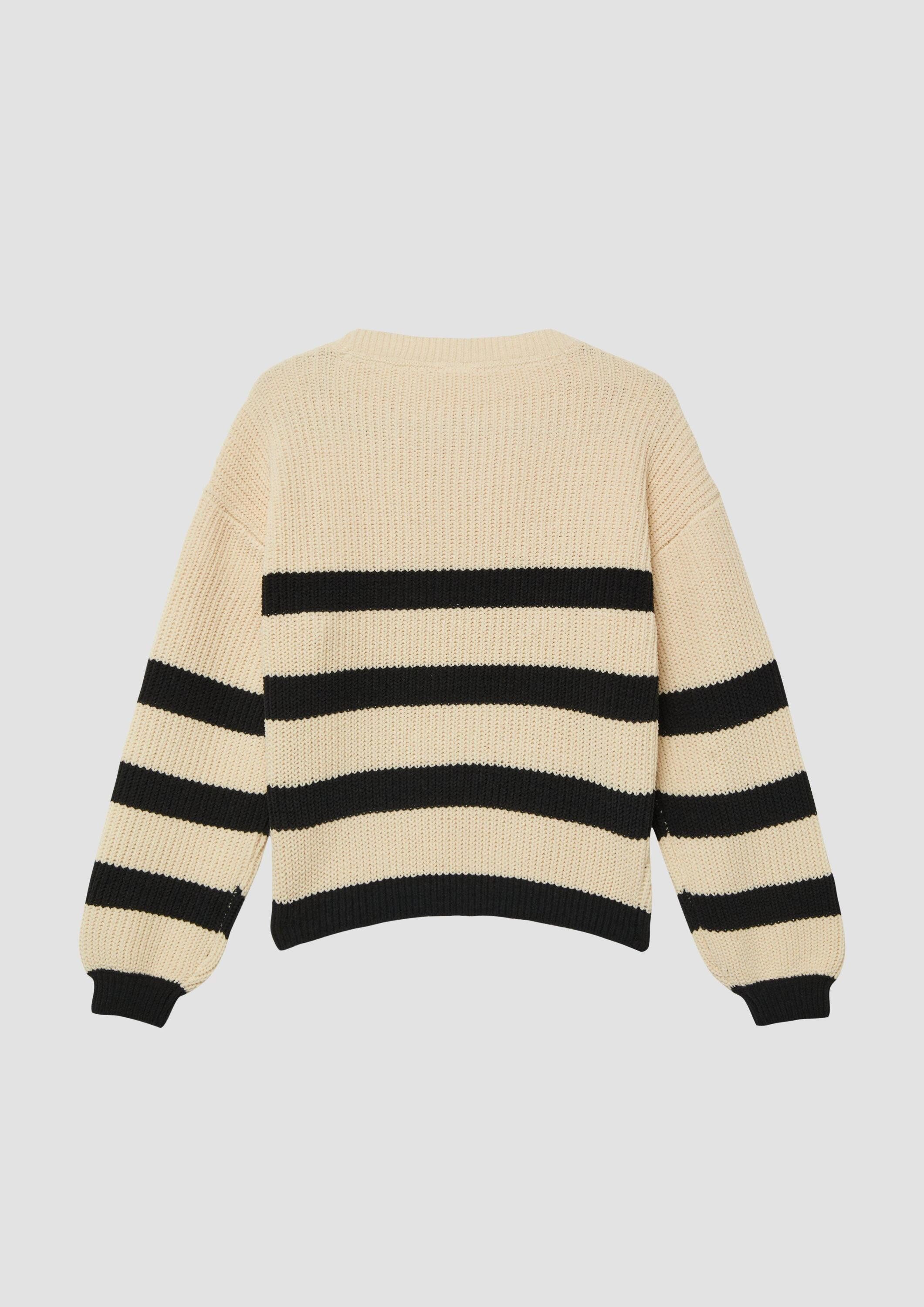 s.Oliver Longpullover Strickpullover Gestreifter Chenille Pullover im Loose Fit
