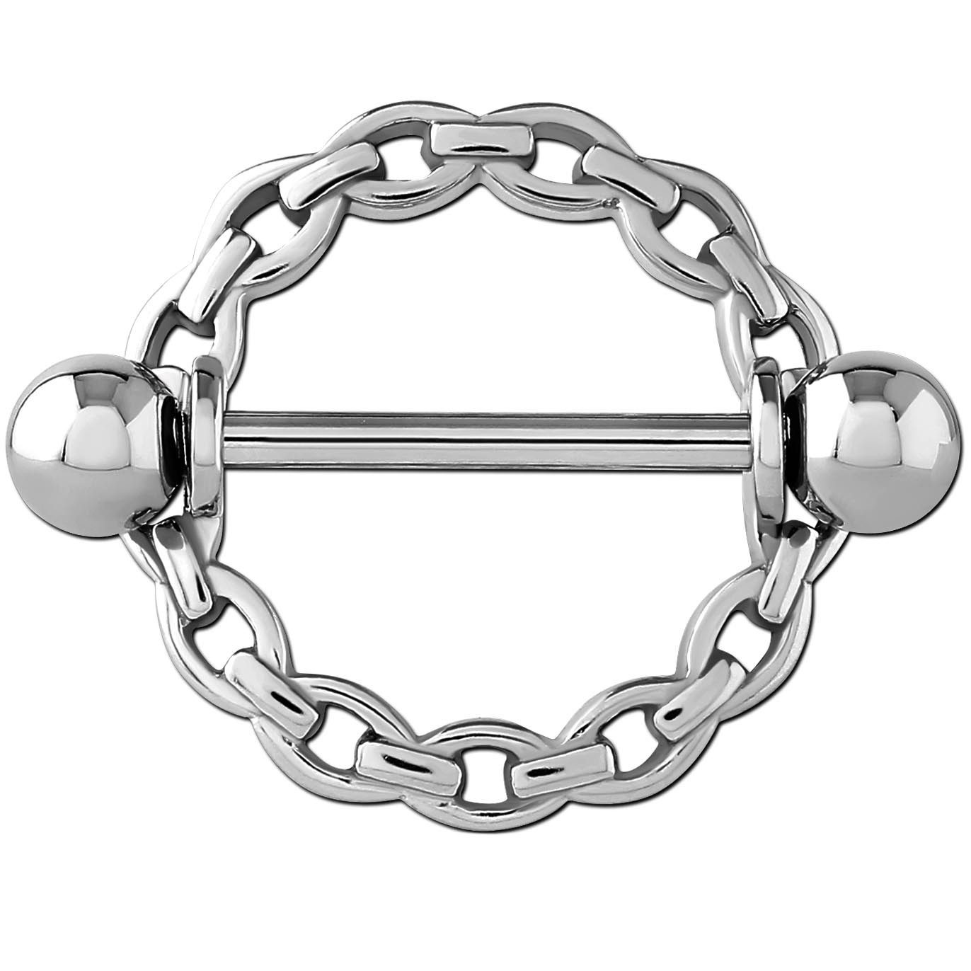 viva-adorno Brustwarzenpiercing Nippelpiercing Brustpiercing Nippelring Schild Kette Barbell Piercing