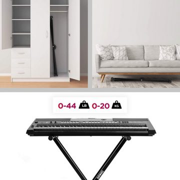 Duronic Keyboardständer, KS2B Keyboard-Ständer, Doppelstrebiges Stativ bis 20 kg, Höhenverstellbar in 7 Stufen von 30 - 96 cm, Verriegelungsbänder für E Piano und Synthesizer, Ideal für Bühne, Gig und Proberaum