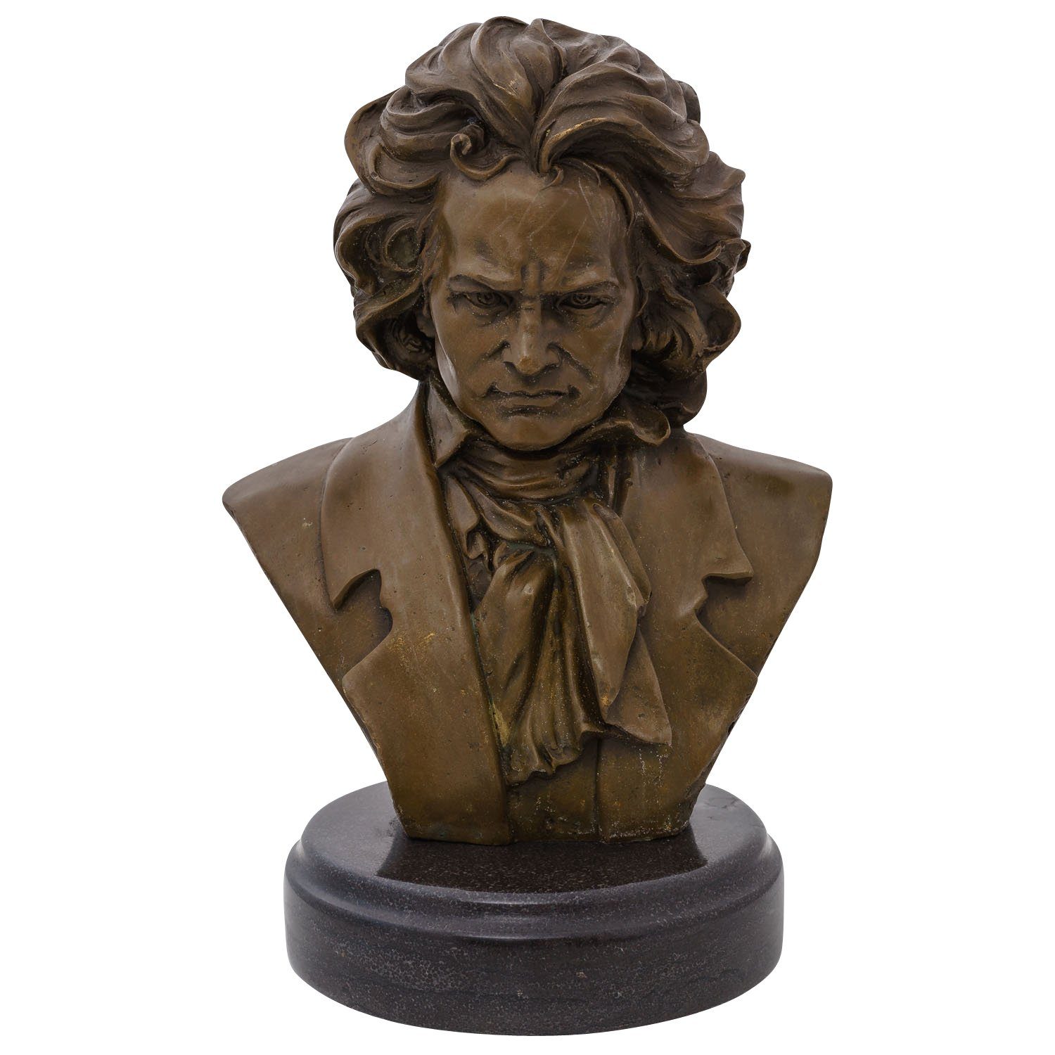 Aubaho Dekoobjekt Bronzefigur Ludwig van Beethoven Komponist Pianist Büste Skulptur Figu