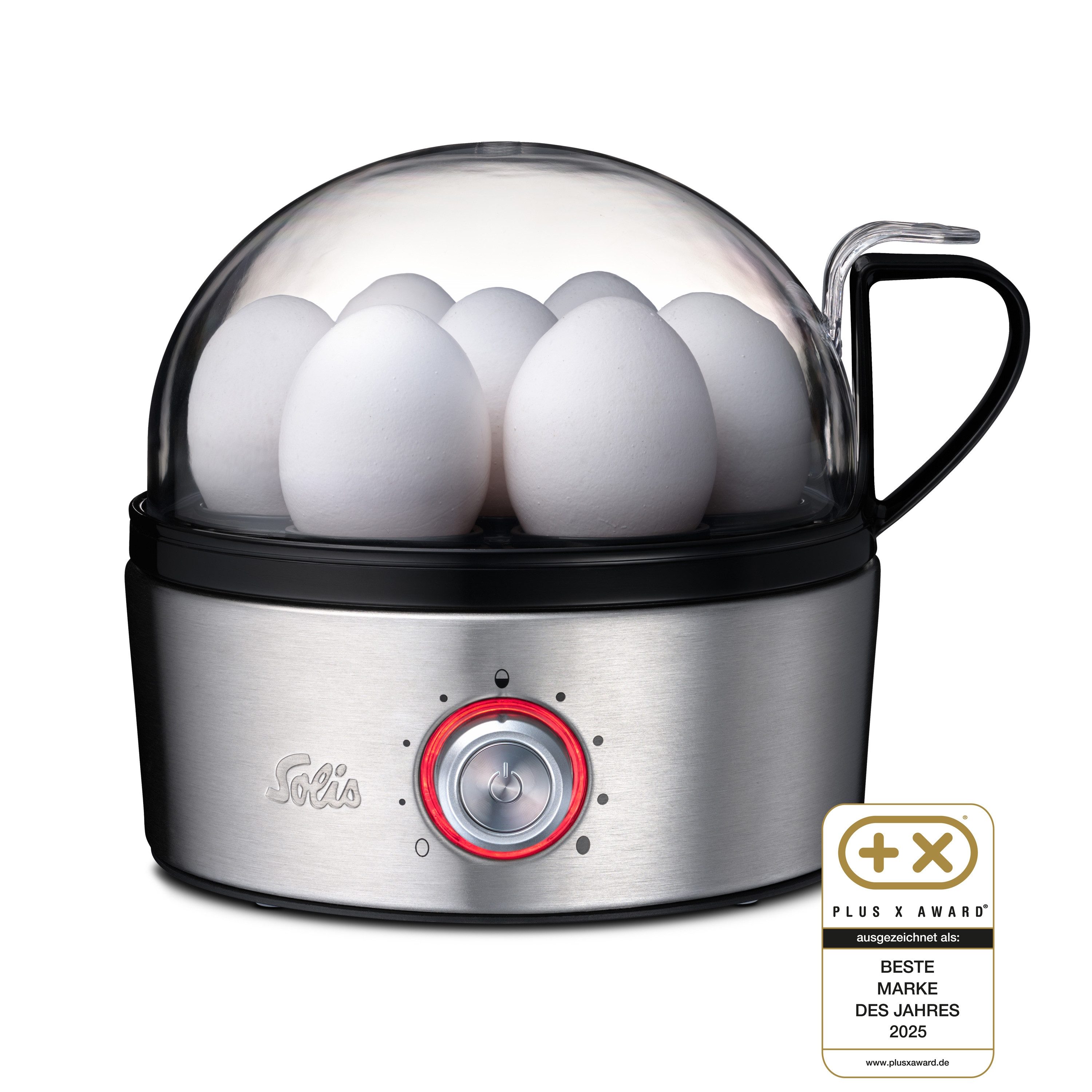 SOLIS OF SWITZERLAND Eierkocher Egg, Boiler& More, Typ 8272, Cool-Touch-Griff, Timer, Kocheinsatz