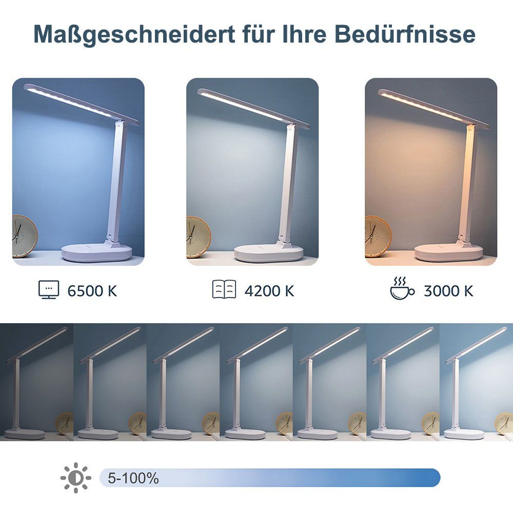 Lámpara De Escritorio LED ZAPLIT 15W - Regulable, 3 Temperaturas De Color, USB-A Y USB-C, Cuello Flexible
