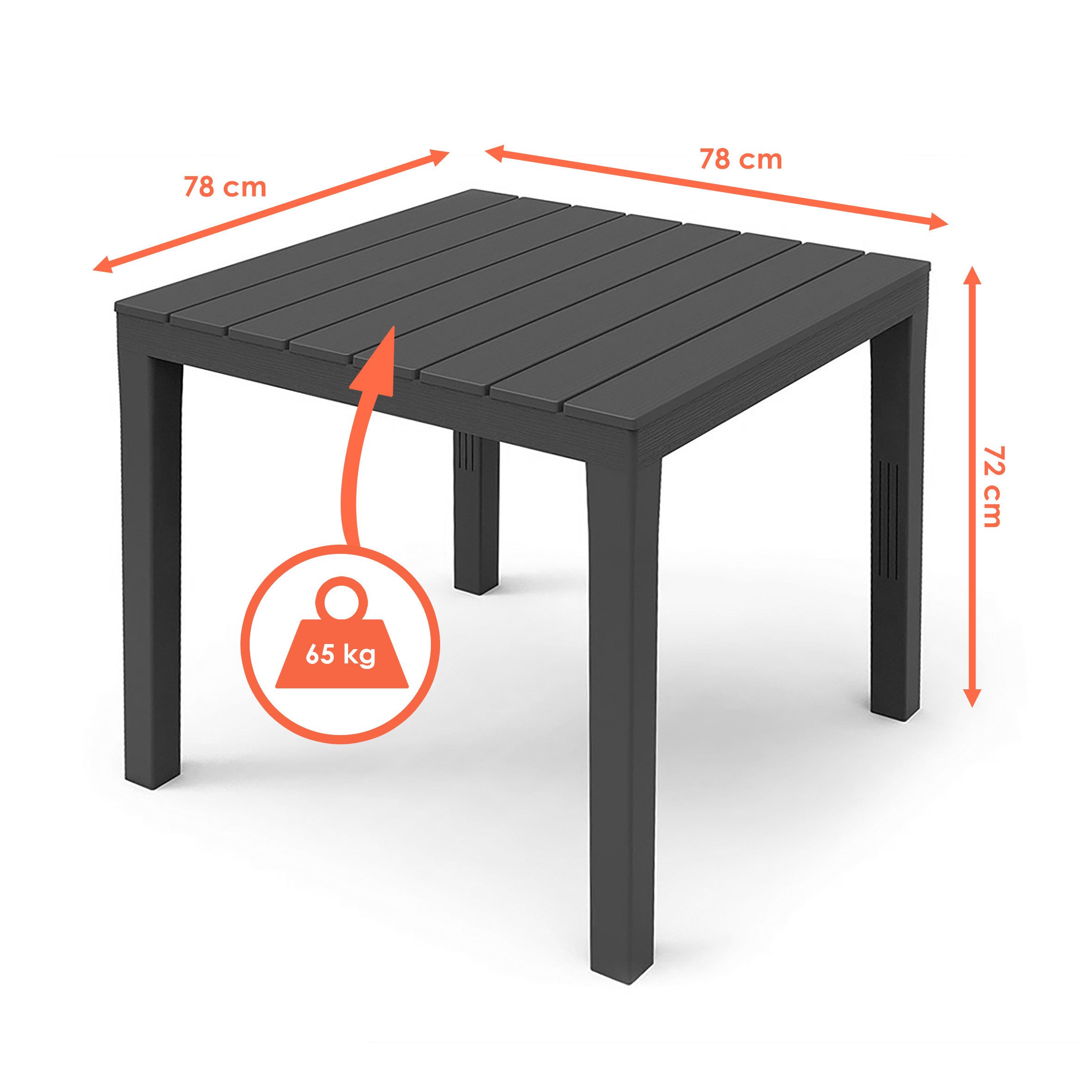 Spetebo Gartentisch Kunststoff Campingtisch quadratisch anthrazit günstig online kaufen