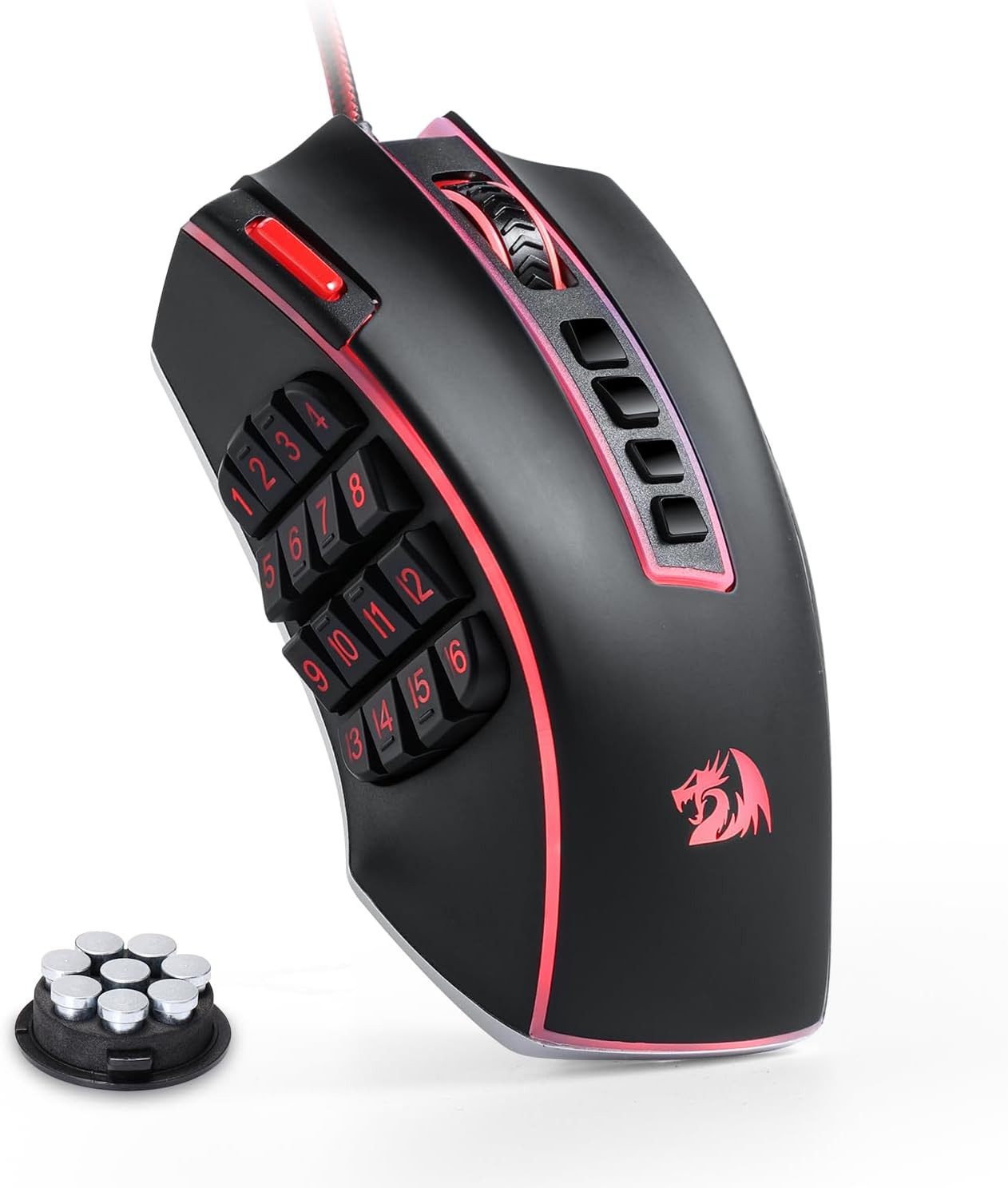 Redragon M990 kabelgebunden, RGB Gaming-Maus (kabelgebunden, 23 programmierbare Tasten, bis 32000 DPI, Gewichtsanpassung)
