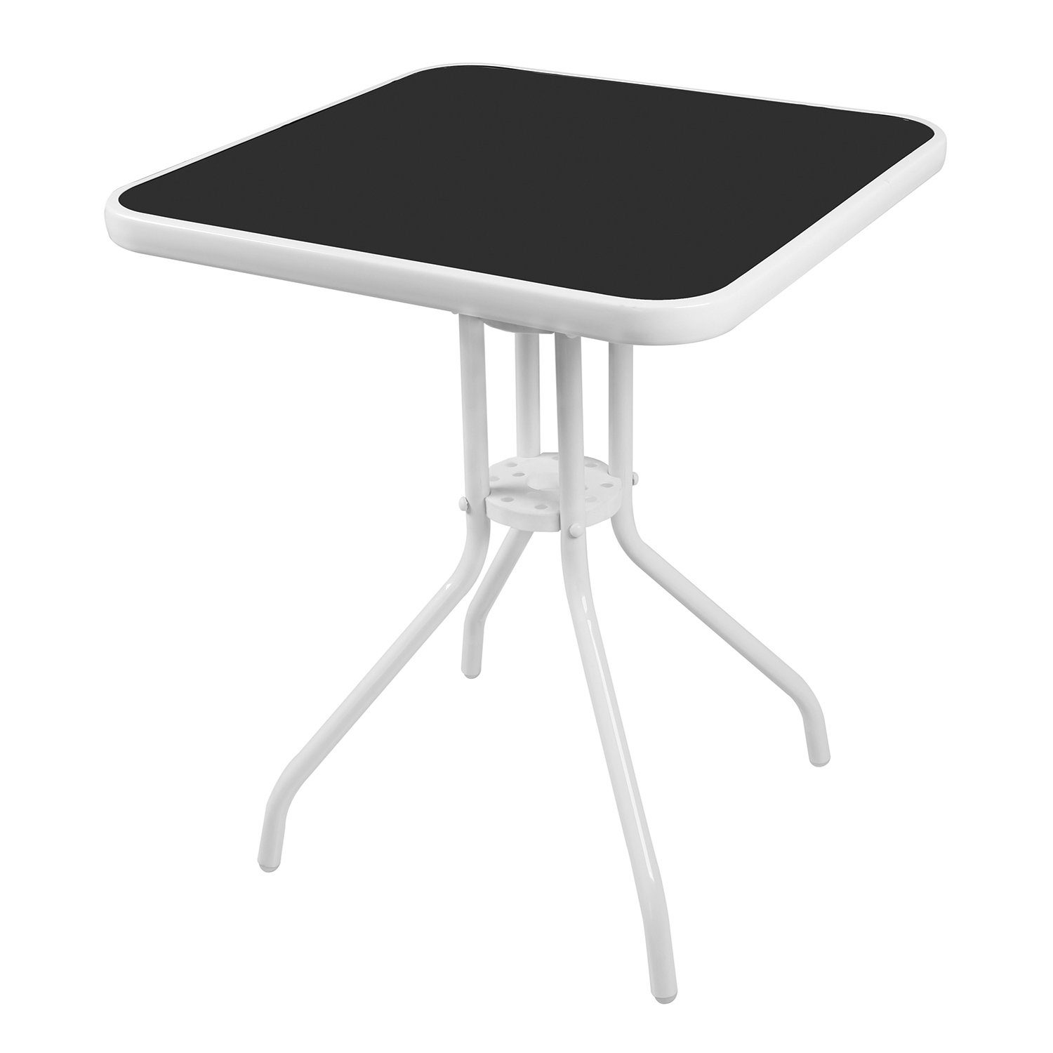 Mojawo Küchentisch Bistrotisch Balkontisch Glastisch Gartentisch Tisch Eckig Glas Metall 60x60cm