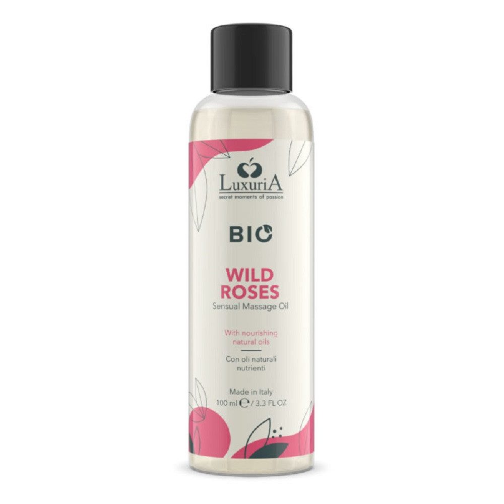 LUXURIA Gleit- & Massageöl BIO Wild Roses, Flasche mit 100ml, 1-tlg., natürliches, pflegendes Massageöl mit Frühlingsduft