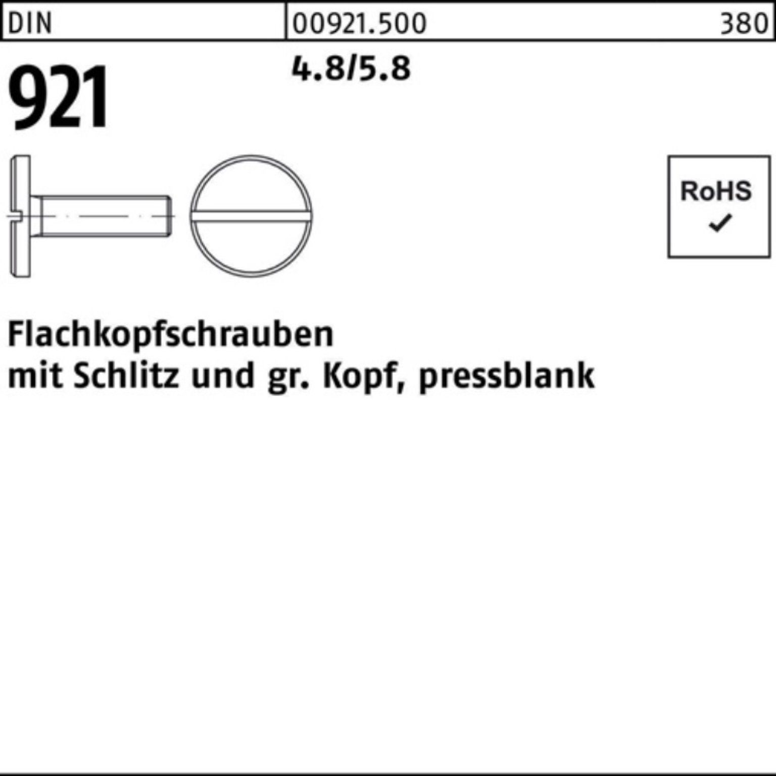 Pack Schraube Flachkopfschraube Stück Reyher 100er Schlitz 4 100 921 4.8/5.8 M3x DIN