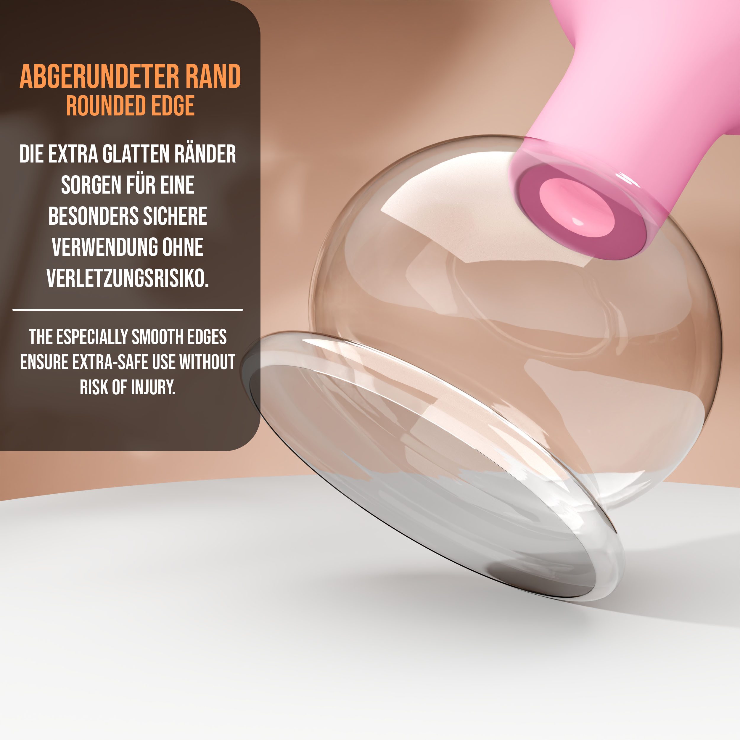 pulox Vakuum-Massager Schröpfgläser Set aus Echtglas 3 Stück diverse Größen klein Pink