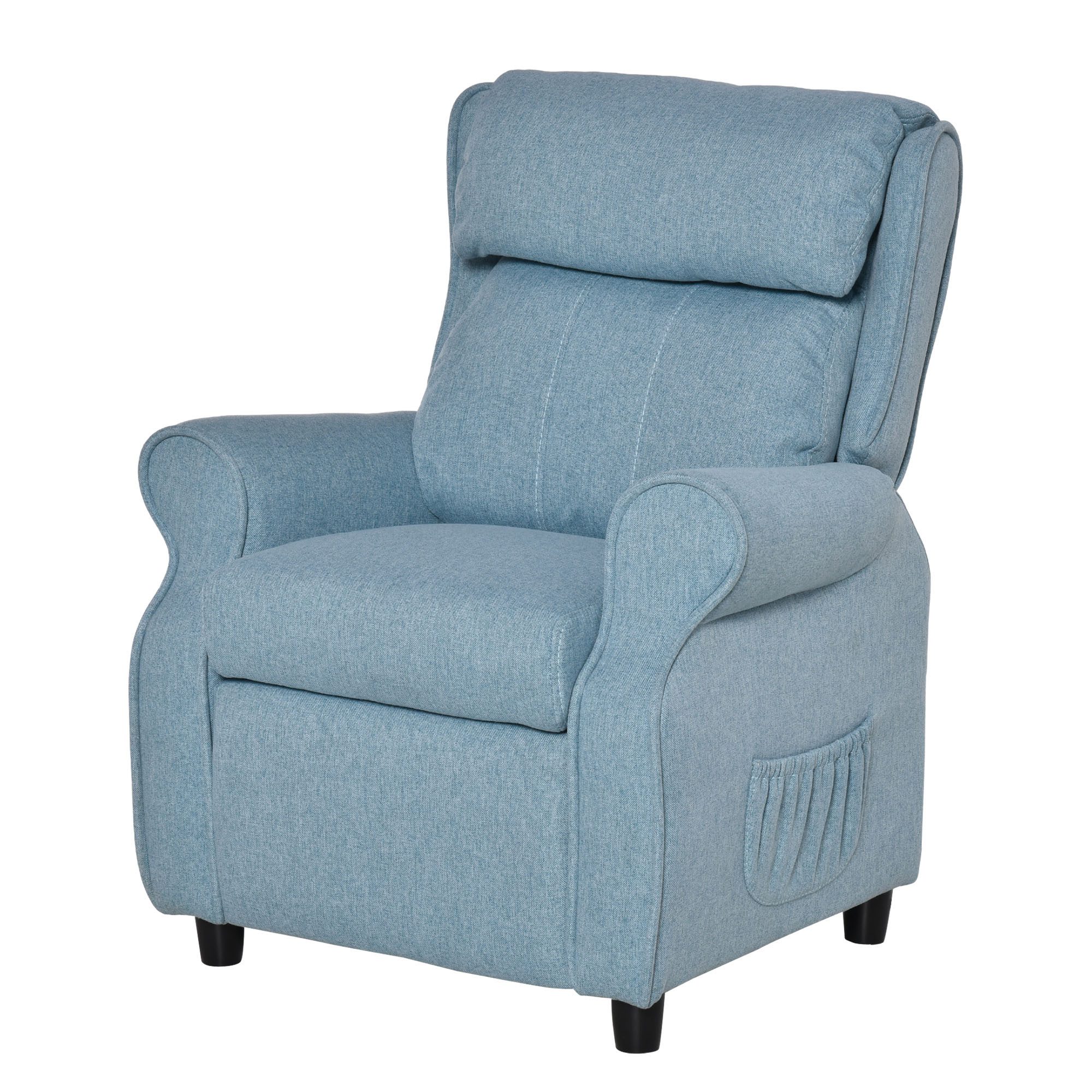 HOMCOM Sessel Kindersofa mit Fußstütze verstellbare Rückenlehne Stuhl (Kindercouch, 1-St., Kindersessel), Blau 58 x 53 x 70 cm