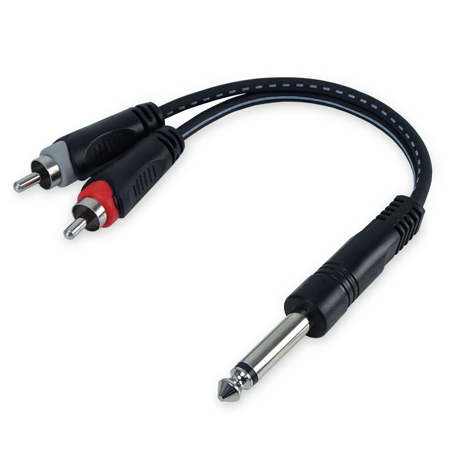 keepdrum YC017 Y-Adapter 6,3mm Mono Klinke zu Stereo RCA Cinch Stecker Audio-Adapter