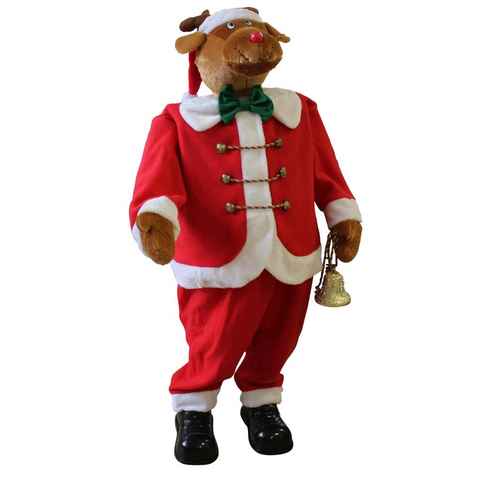 lux.pro Weihnachtsfigur, Weihnachtsmann Elch 120cm Singend Tanzend Musik Weihnachtsdekoration