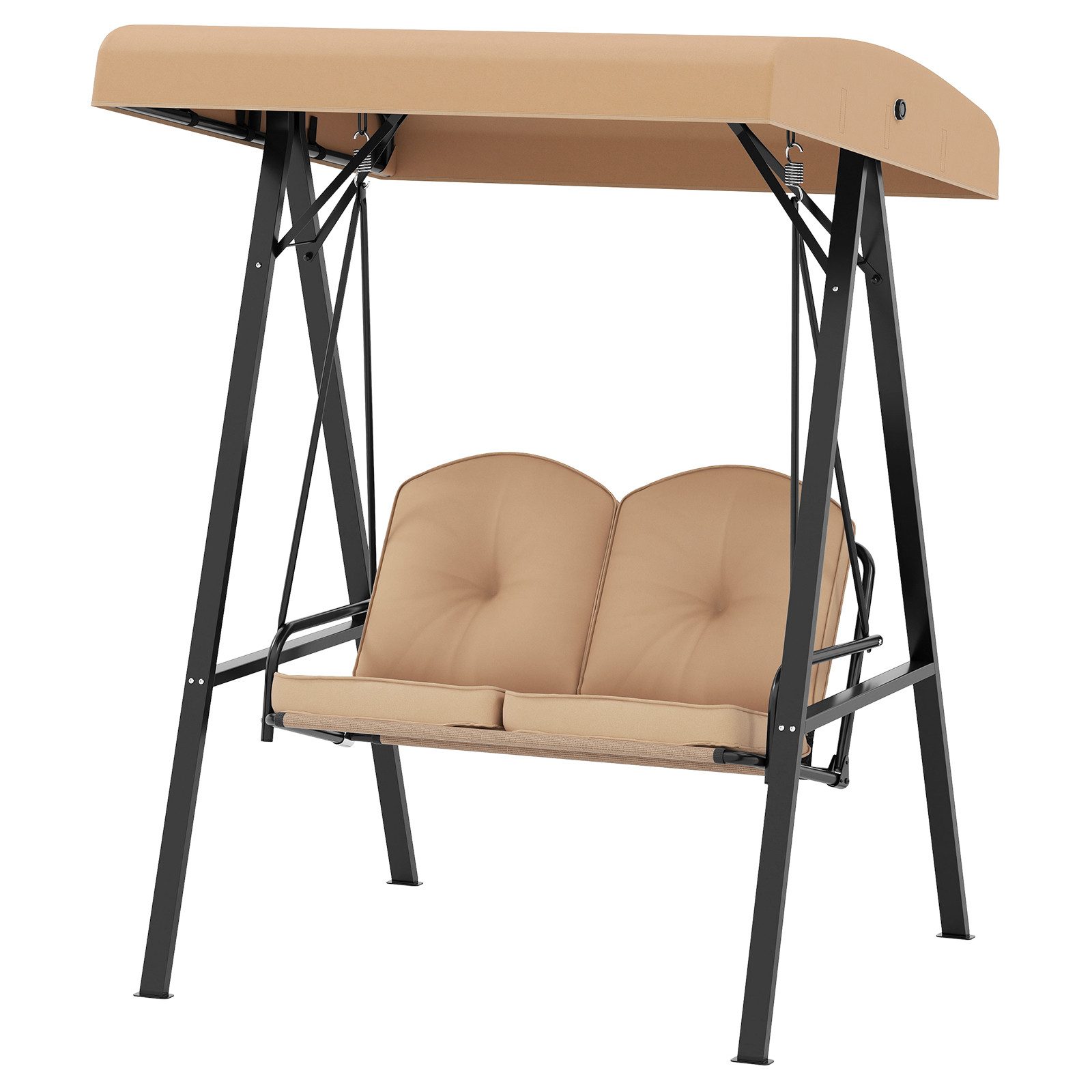 COSTWAY Hollywoodschaukel, 2-Sitzer, Verandaschaukel mit Gestell & Dach günstig online kaufen