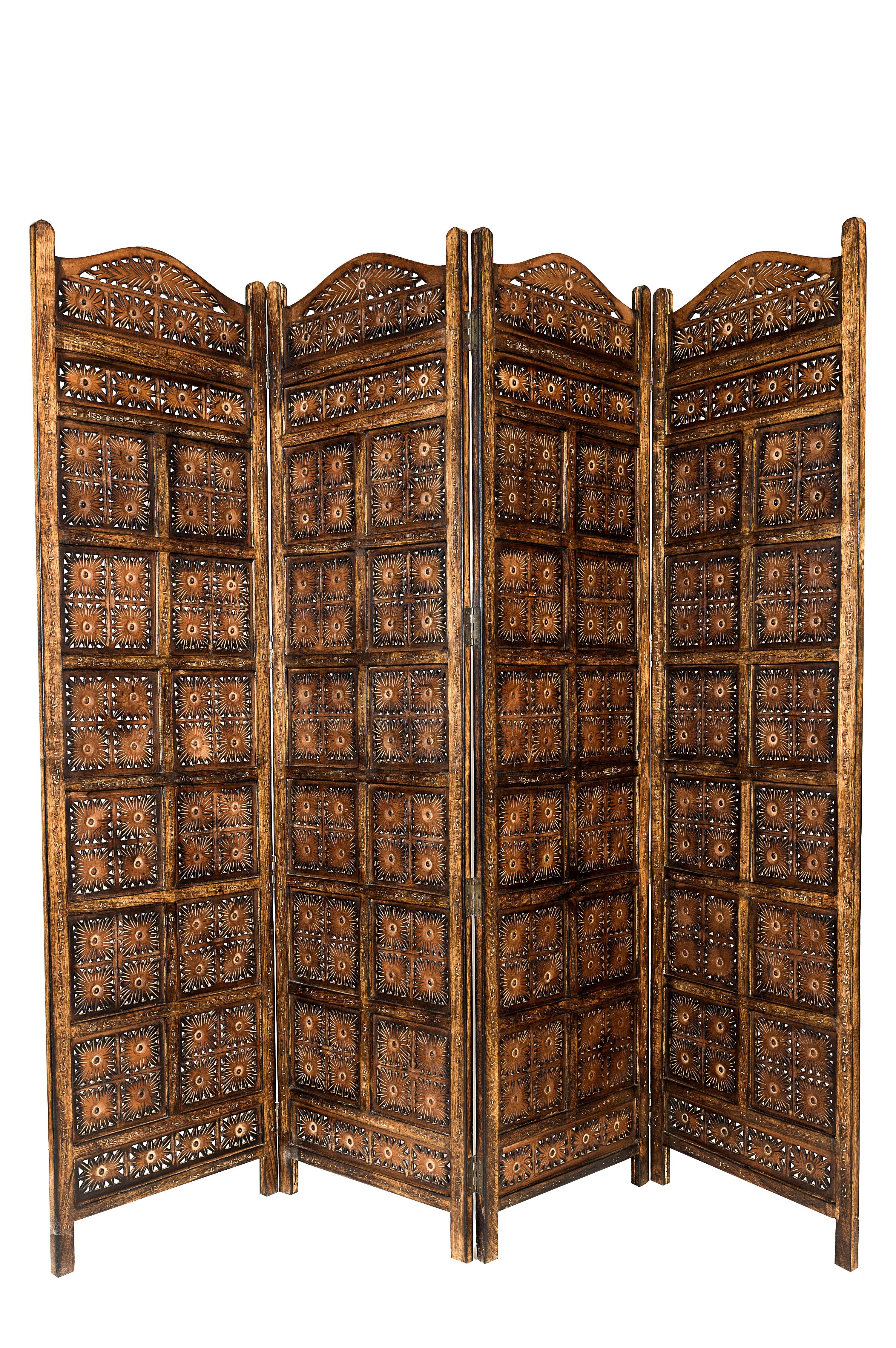 Marrakesch Orient & Mediterran Interior Paravent Paravent Kamala Raumteiler Holz Handarbeit orientalisch 200cm (1 St), Handarbeit