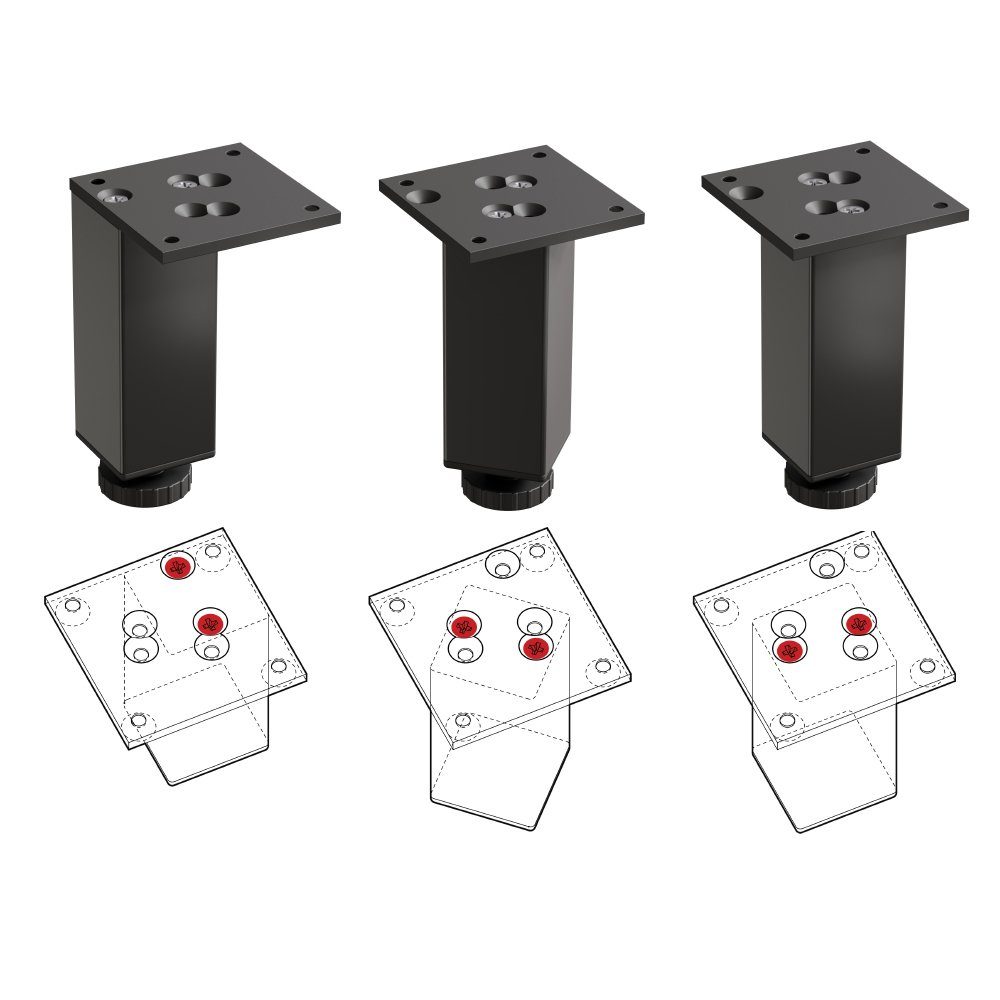 sossai® Möbelfuß Höhenverstellbare Aluminium Möbelfüße in Schwarz, (4-St)