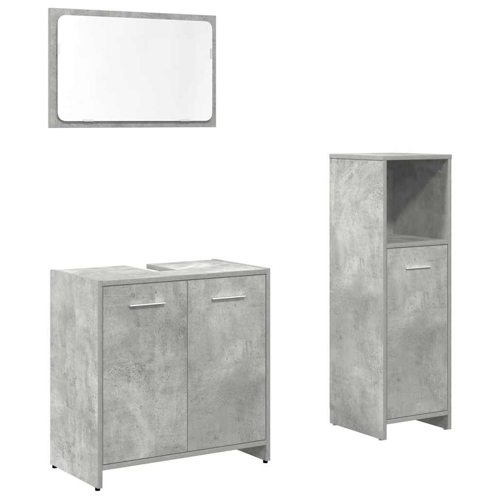 vidaXL Badezimmer-Set 3-tlg. Badmöbel-Set Betongrau Holzwerkstoff, günstig online kaufen