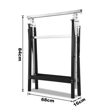 Bettizia Klappbock 4er Set Gerüstbock, Tragkraft 200kg, Werkbank, nterstellbock, 80-130CM, 200 kg max. Belastbarkeit, 68 cm max. Stammdurchmesser, (Spar-Set, 4-St., mit Sicherheitsverriegelung&Abrutschsicherung), verzinkt,Tragkraft 200kg,Klappbar