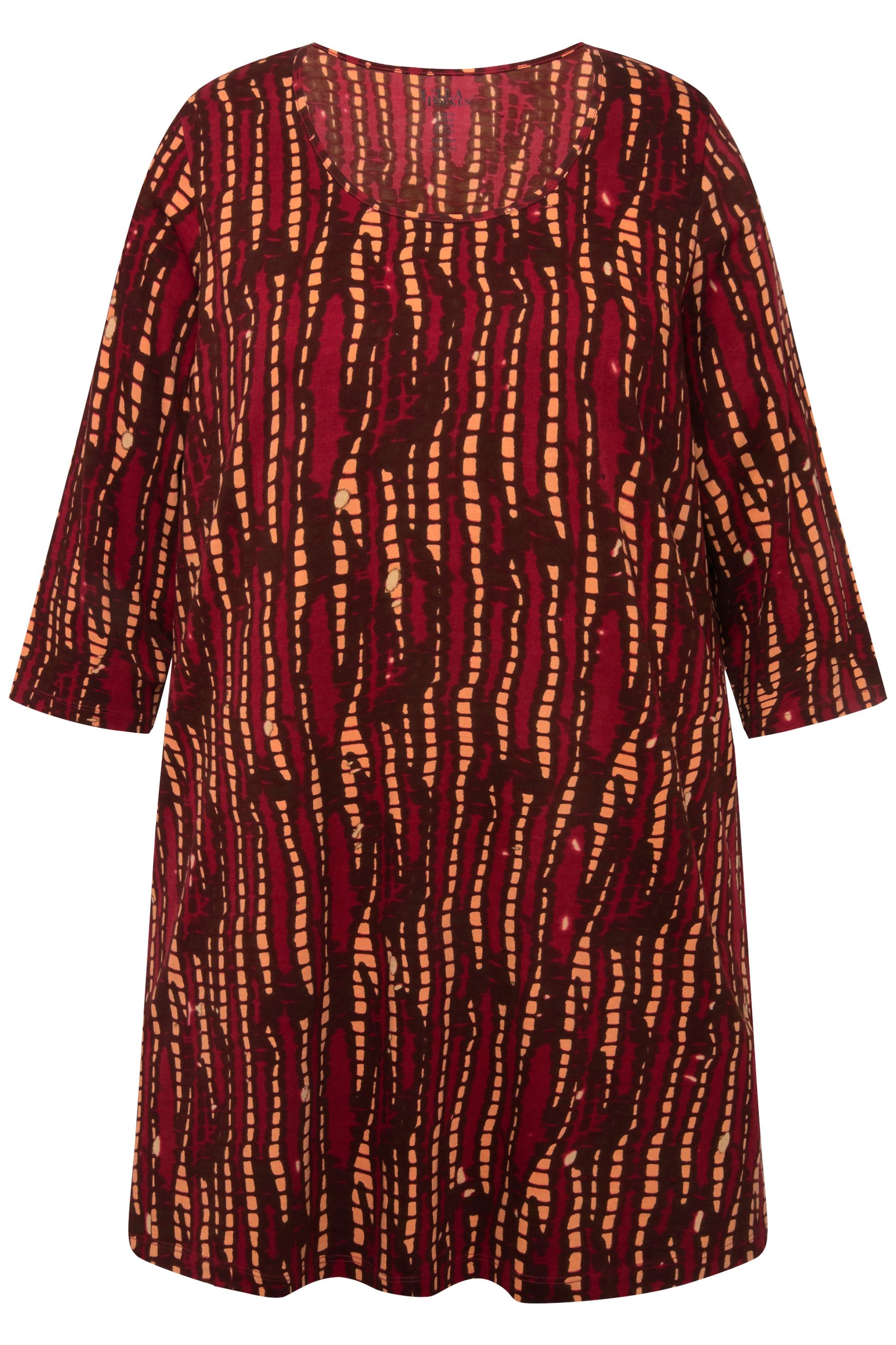 Ulla Popken Longshirt Longshirt Batikmuster Rundhals günstig online kaufen