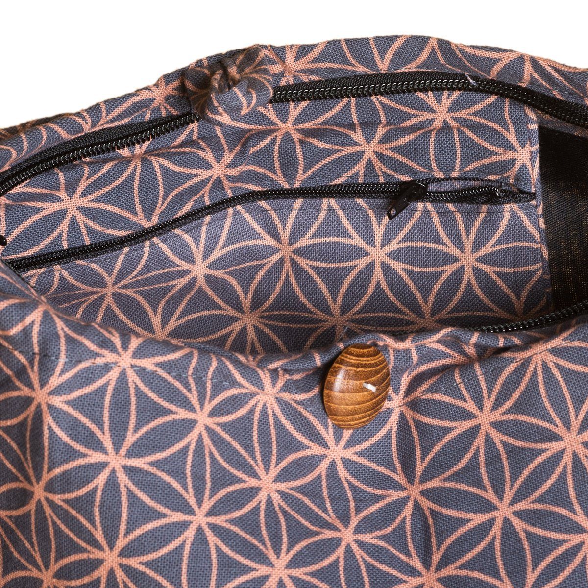 100% Geometrix Schultertasche Beuteltasche 2 Schulterbeutel geeignet und In Baumwolle Wickeltasche Handtasche Umhängetasche, PANASIAM Lebensblume. praktische grau Größen als aus auch