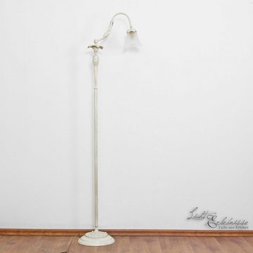 Licht-Erlebnisse Stehlampe DALILA, ohne Leuchtmittel, Stehleuchte Shabby Chic Messing Premium E14 bis 40W Floral Wohnzimmer
