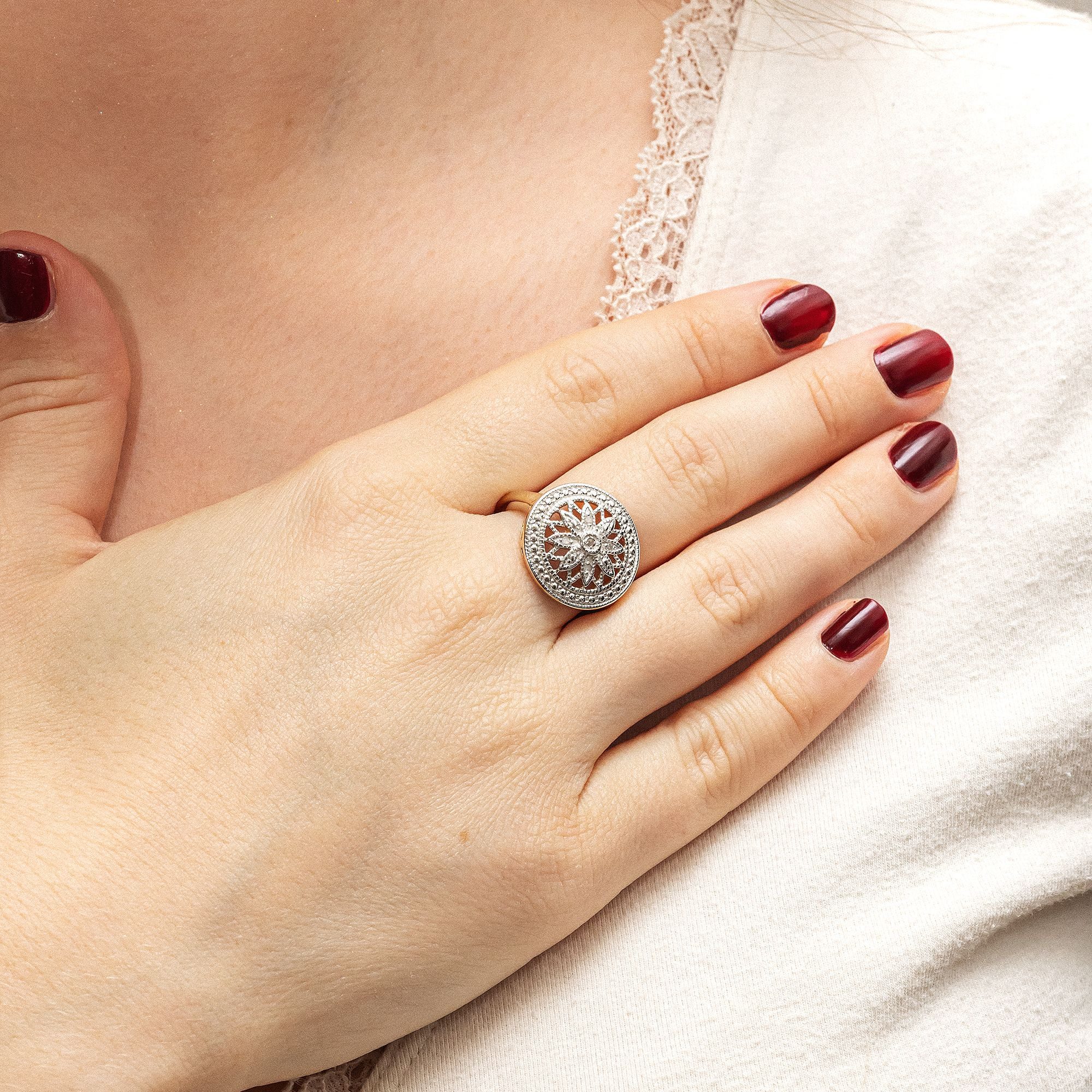 Diamonds by Ellen K. Fingerring Silber 925 vergoldet mit 5x Diamant zus. 0,05ct.