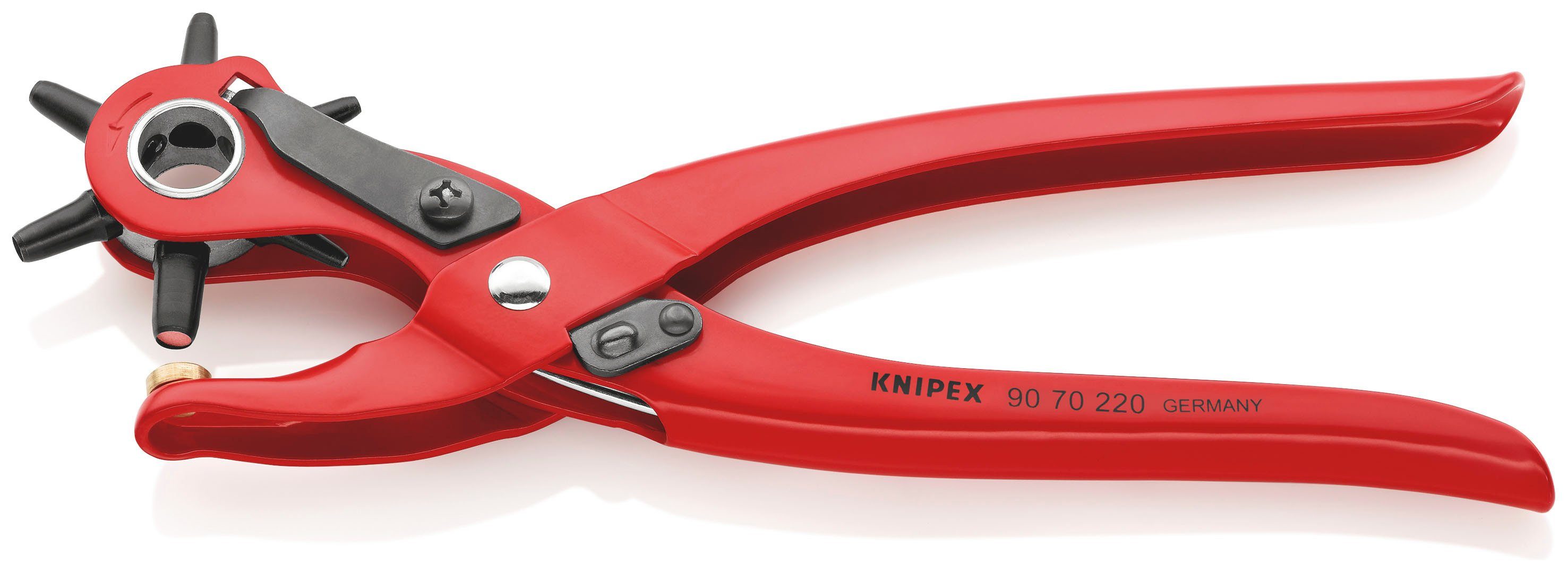 Knipex Lochzange 90 70 220 EAN Revolverlochzange, 1-tlg., rot pulverbeschichtet 220 mm