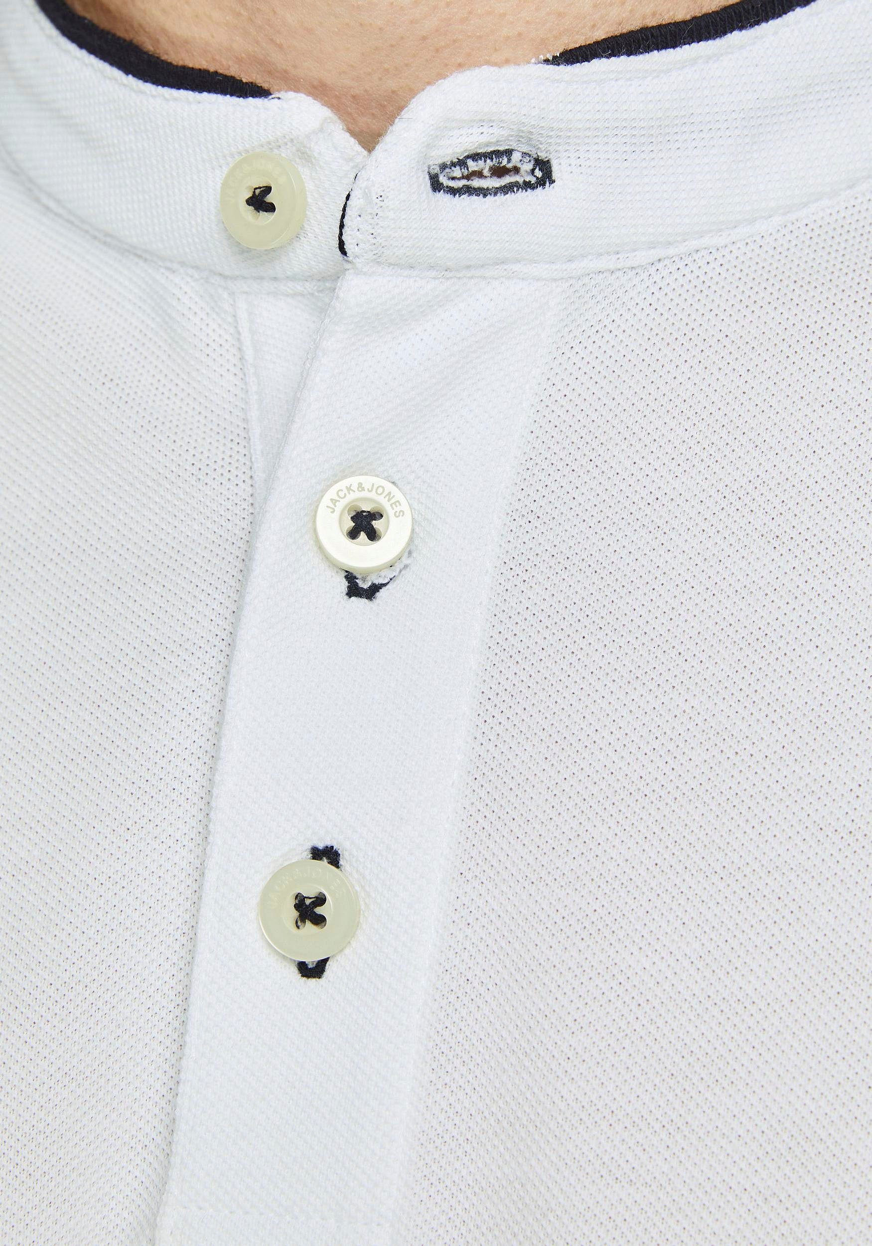 Jack & Jones Kurzarmshirt PAULOS MAO POLO mit kontrastfarbiger Kante am schmalen Stehkragen und am Ärmelsaum