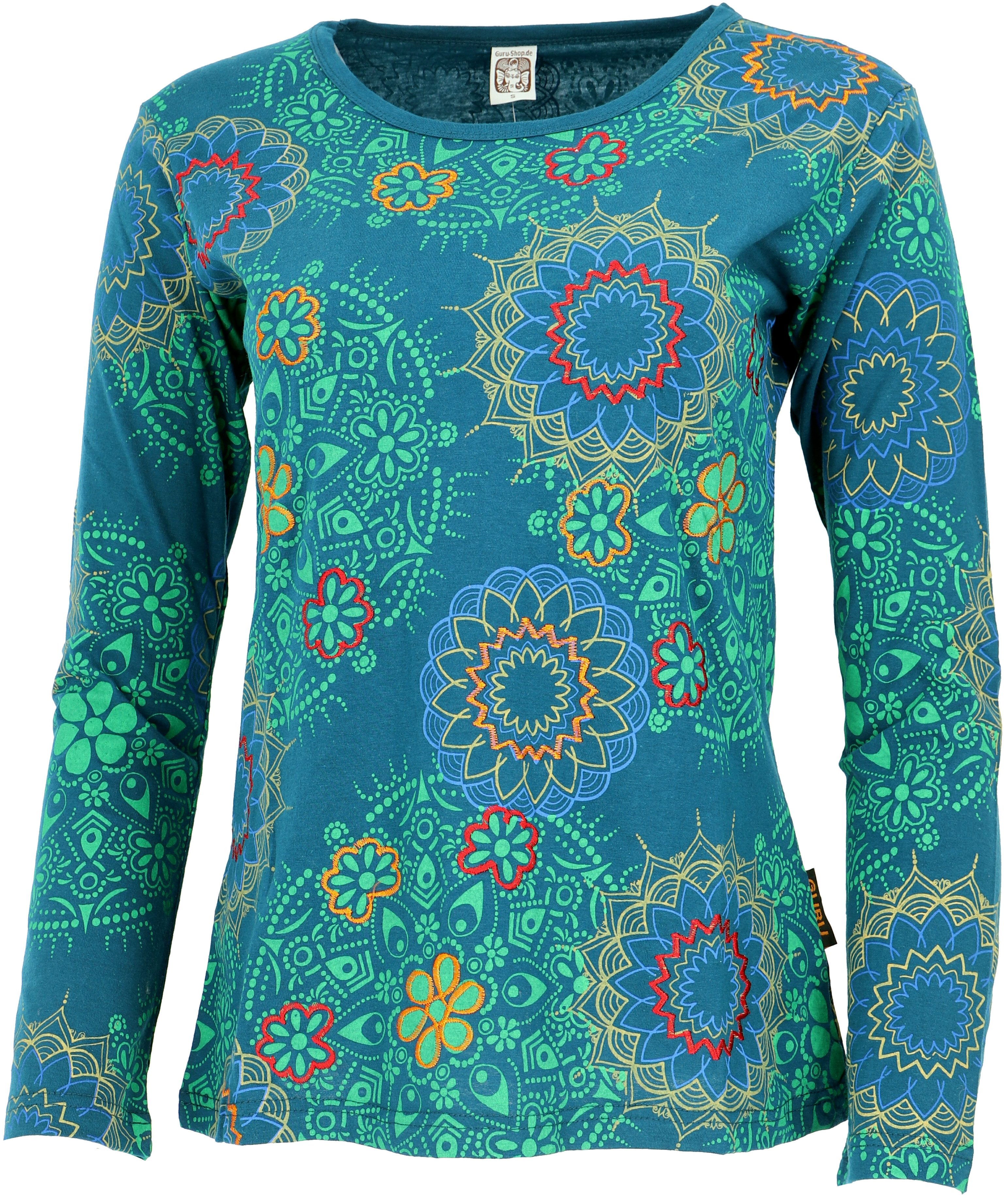 Guru-Shop Longsleeve Besticktes Langarmshirt Hippie chic günstig online kaufen
