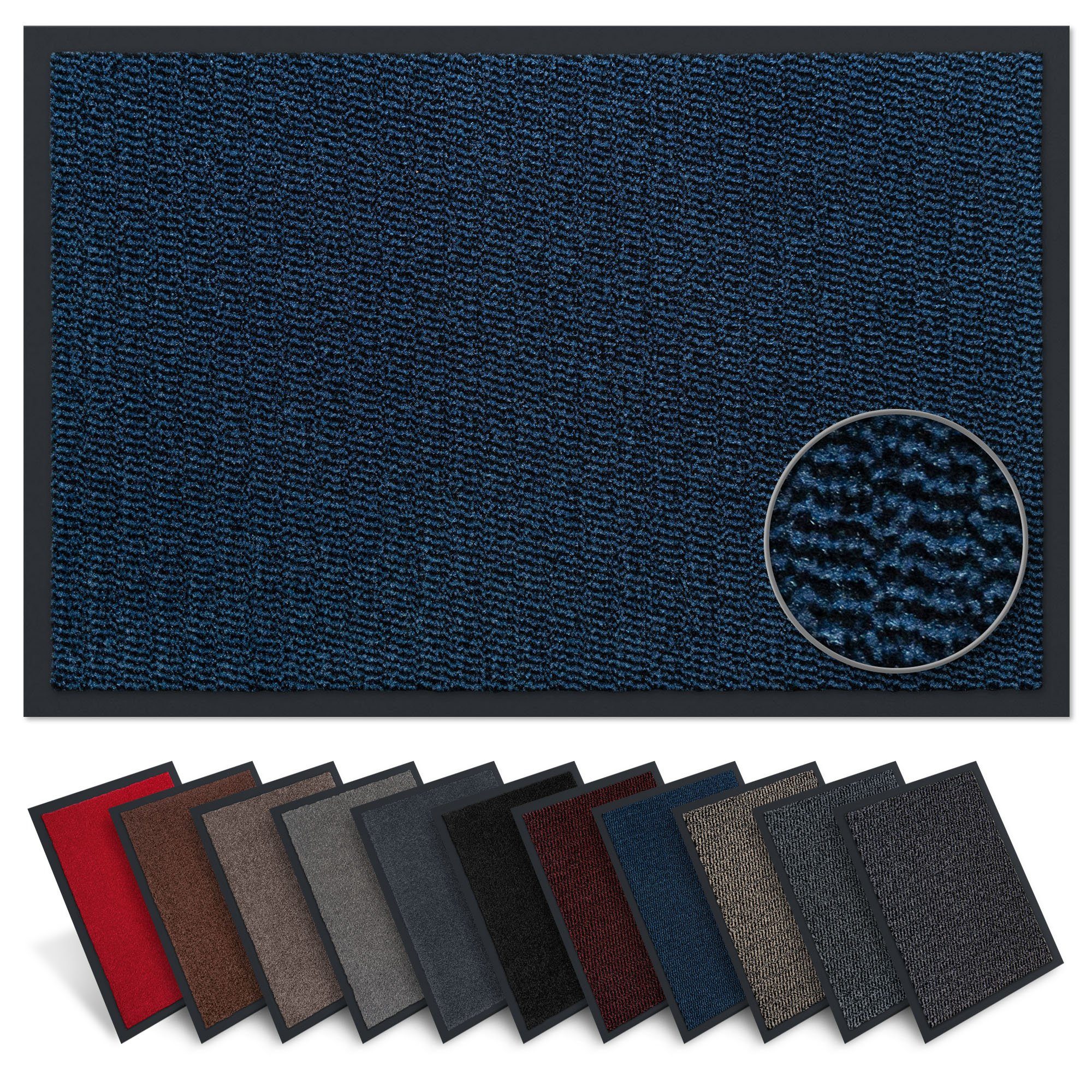 Fußmatte Rio, Carpet Diem, rechteckig, Höhe: 7 mm, Schmutzfangmatte,  geeignet für Innen- und überdachten Außenbereich Blau-schwarz