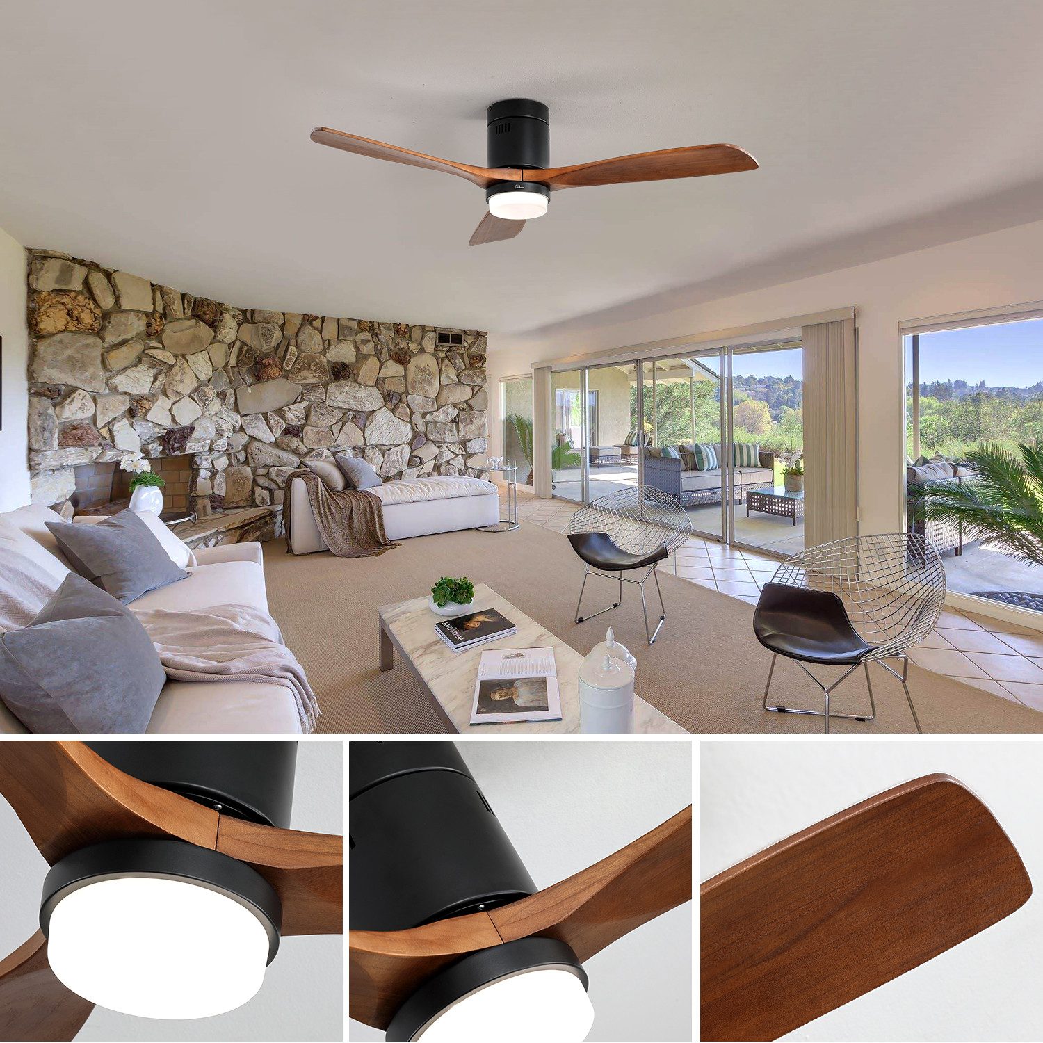 MODFU Deckenventilator Holzdesign mit reversibler Funktion, günstig online kaufen