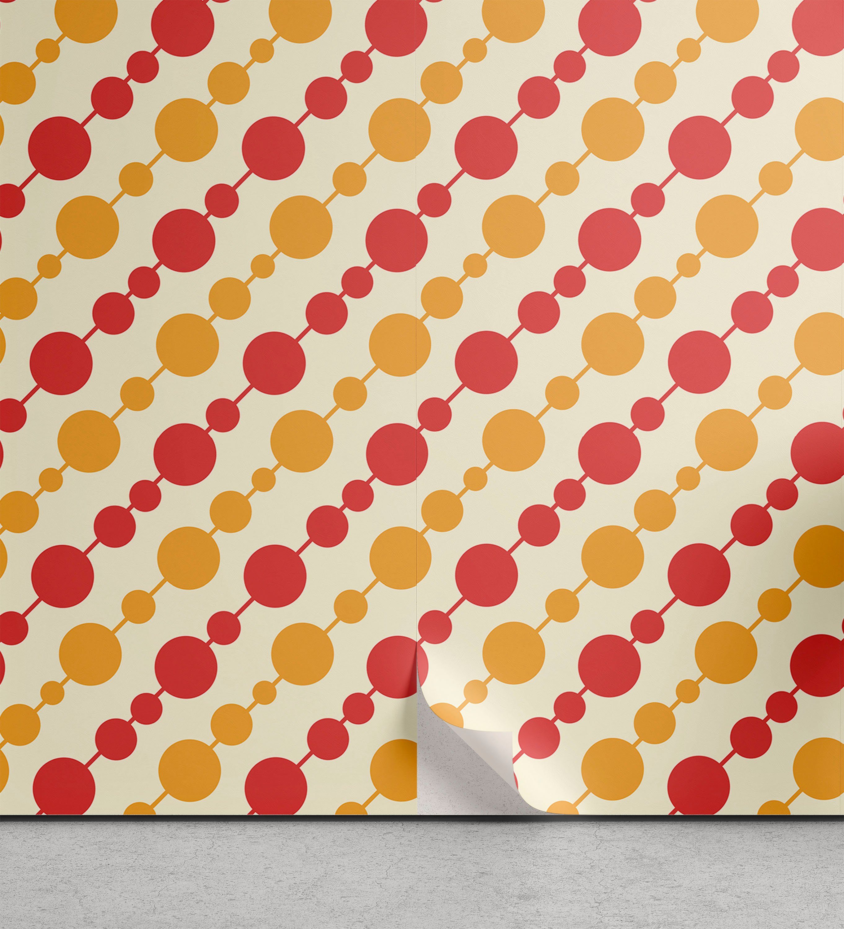 Abakuhaus Vinyltapete selbstklebendes Wohnzimmer Küchenakzent, Retro Große kleine Punkte Kette