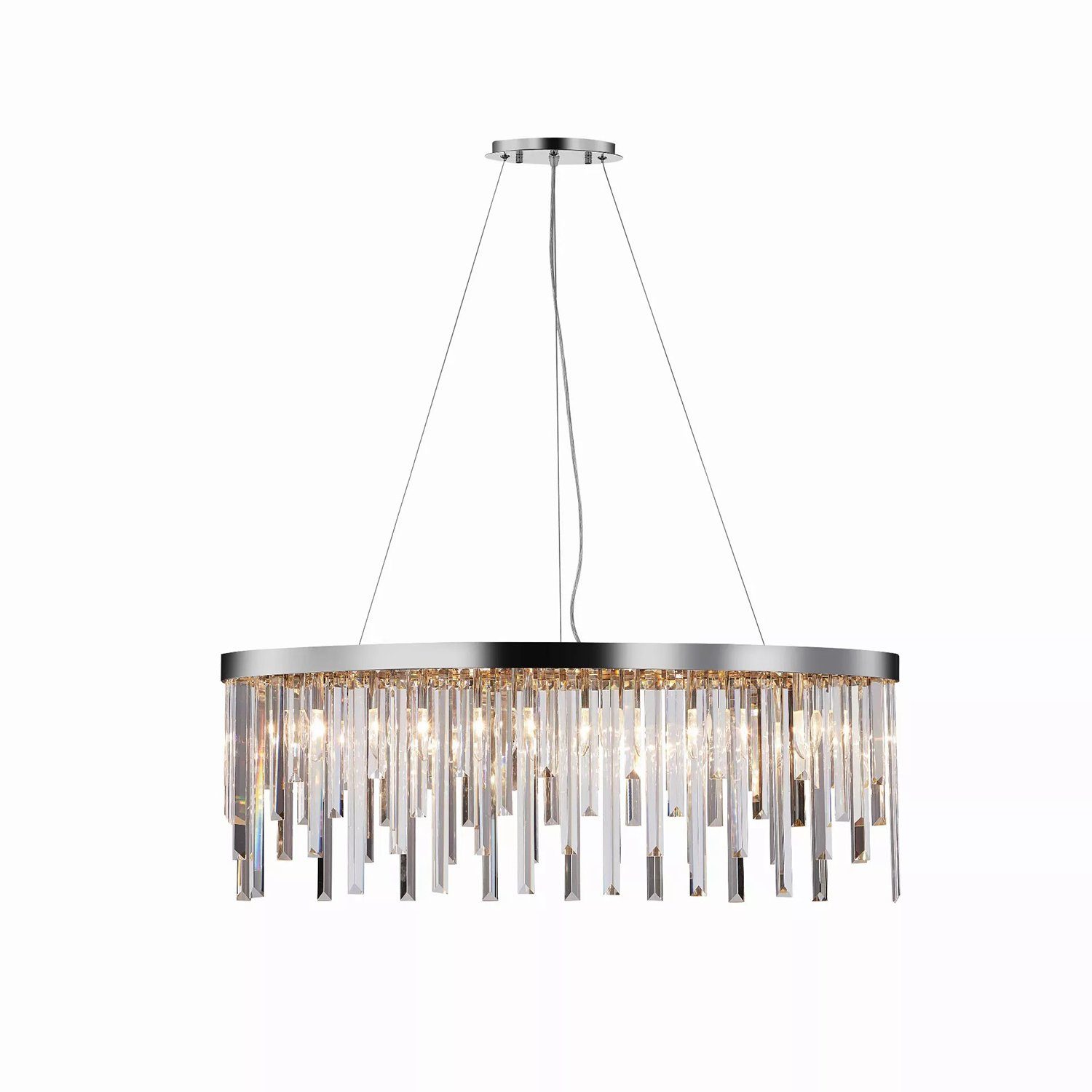 PGA-Lights Pendelleuchte Pendelleuchte Starnberg mit Silber 90cm Kristallstäben