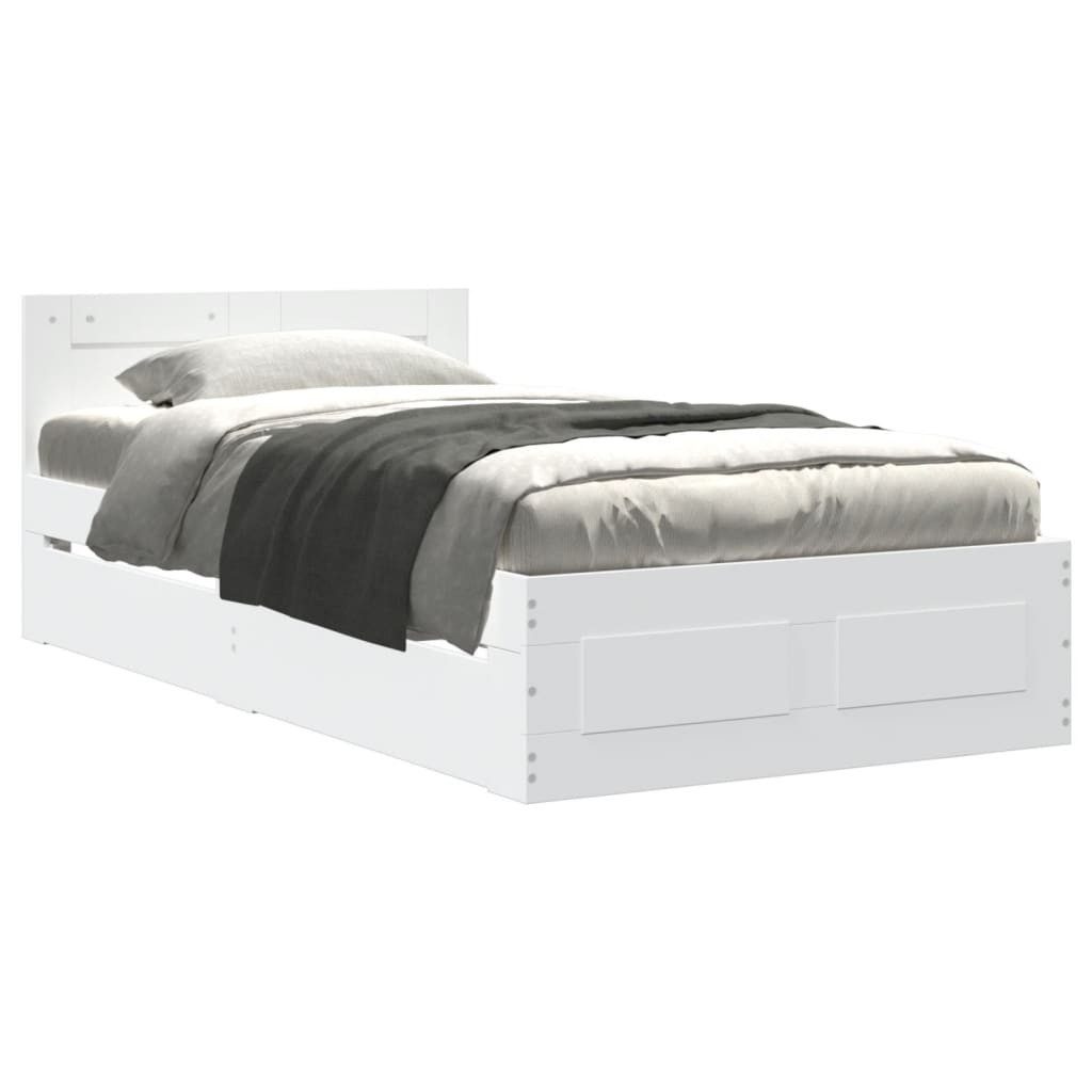 vidaXL Bett, Bettgestell mit Kopfteil ohne Matratze Weiß 100x200 cm