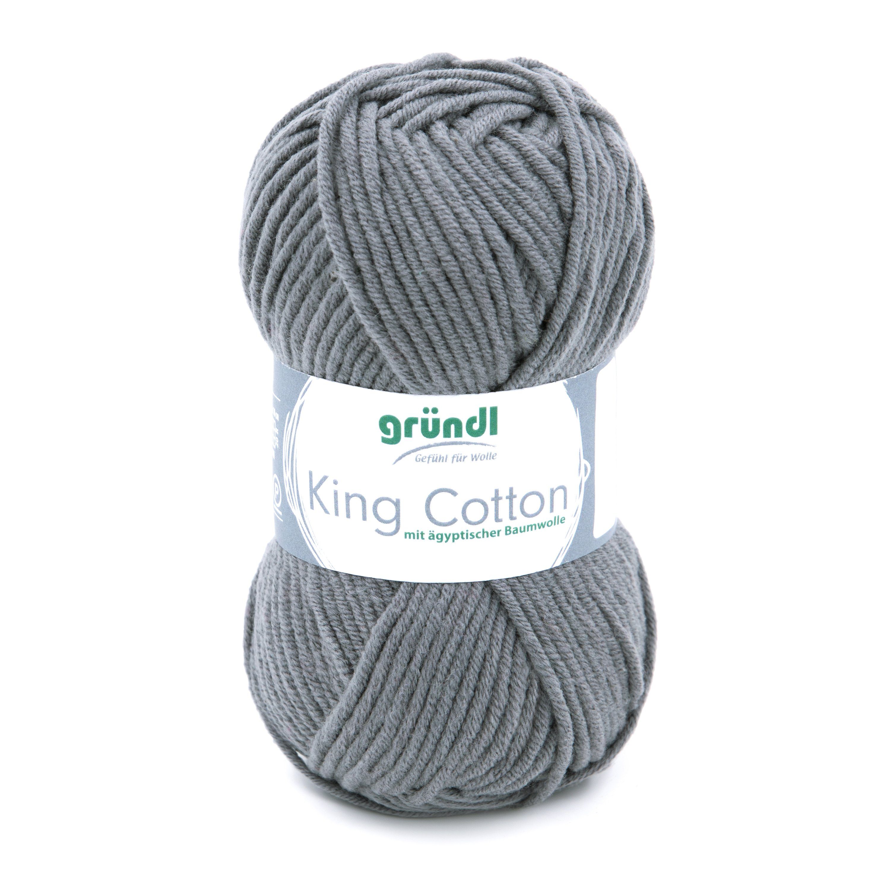Gründl Wolle King Cotton Baumwollgarn Strickgarn Häkelwolle, 78,00 m (50g Handstrickgarn, Strickwolle, Baumwollmischgarn mit ägyptischer Baumwolle, zum Stricken und Häkeln für Nadelstärke 6 - 7 mm), mit Häkel - Anleitung zum download