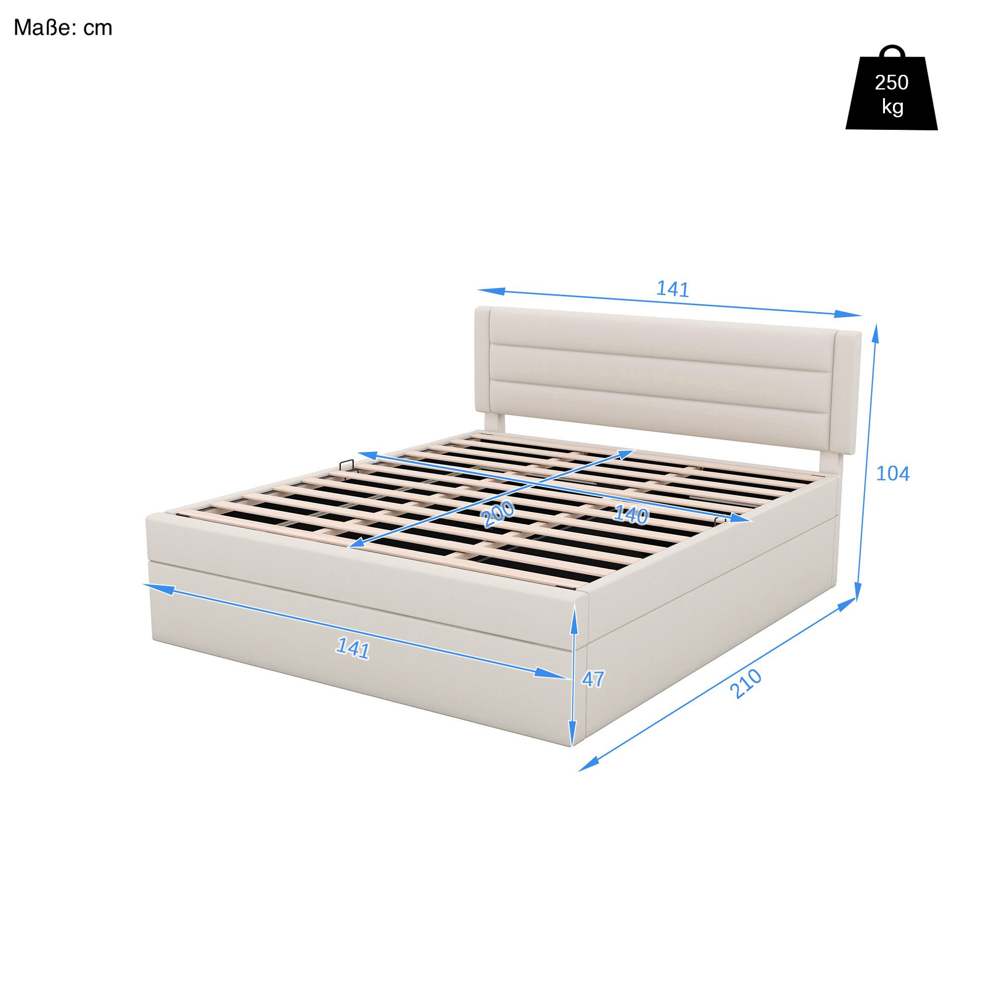 SOFTWEARY Stauraumbett mit Kopfteil, Lattenrost und Bettkasten (140x200 cm) günstig online kaufen